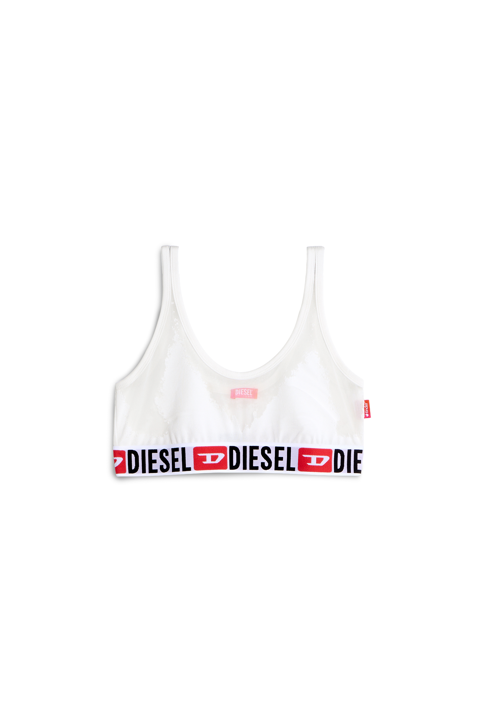 Diesel - PR-ORIBA-D-CORE, Damen Bralette mit transparentem Devor&eacute;-Effekt in Wei&szlig; - 2