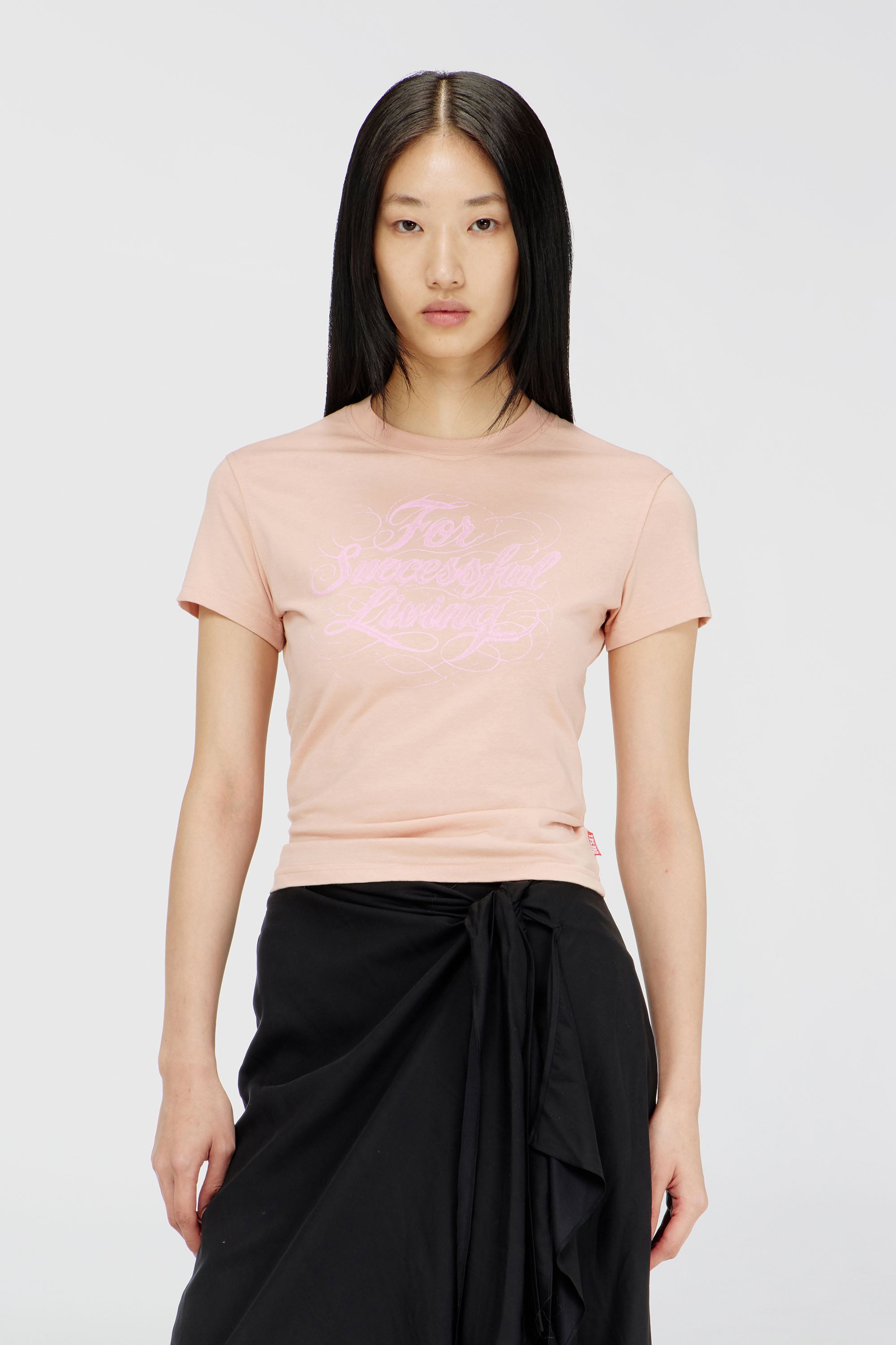 Diesel - T-ILA-AA4, Damen T-Shirt mit Logo-Print in Rosa - 1