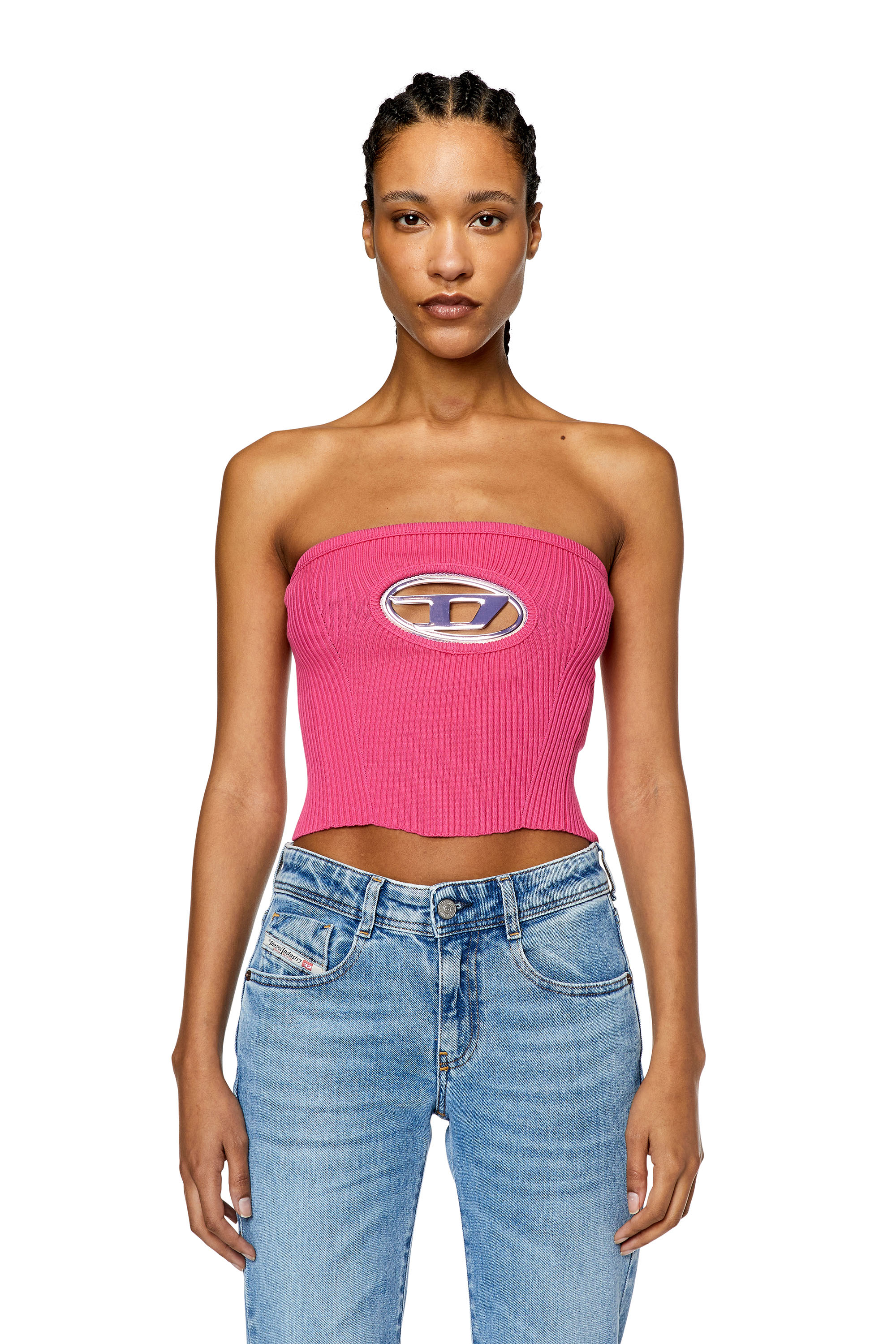 Diesel - M-CLARKSVILLE-B, Damen Bandeau-Top mit Oval D-Plakette in Fuchsie - 5