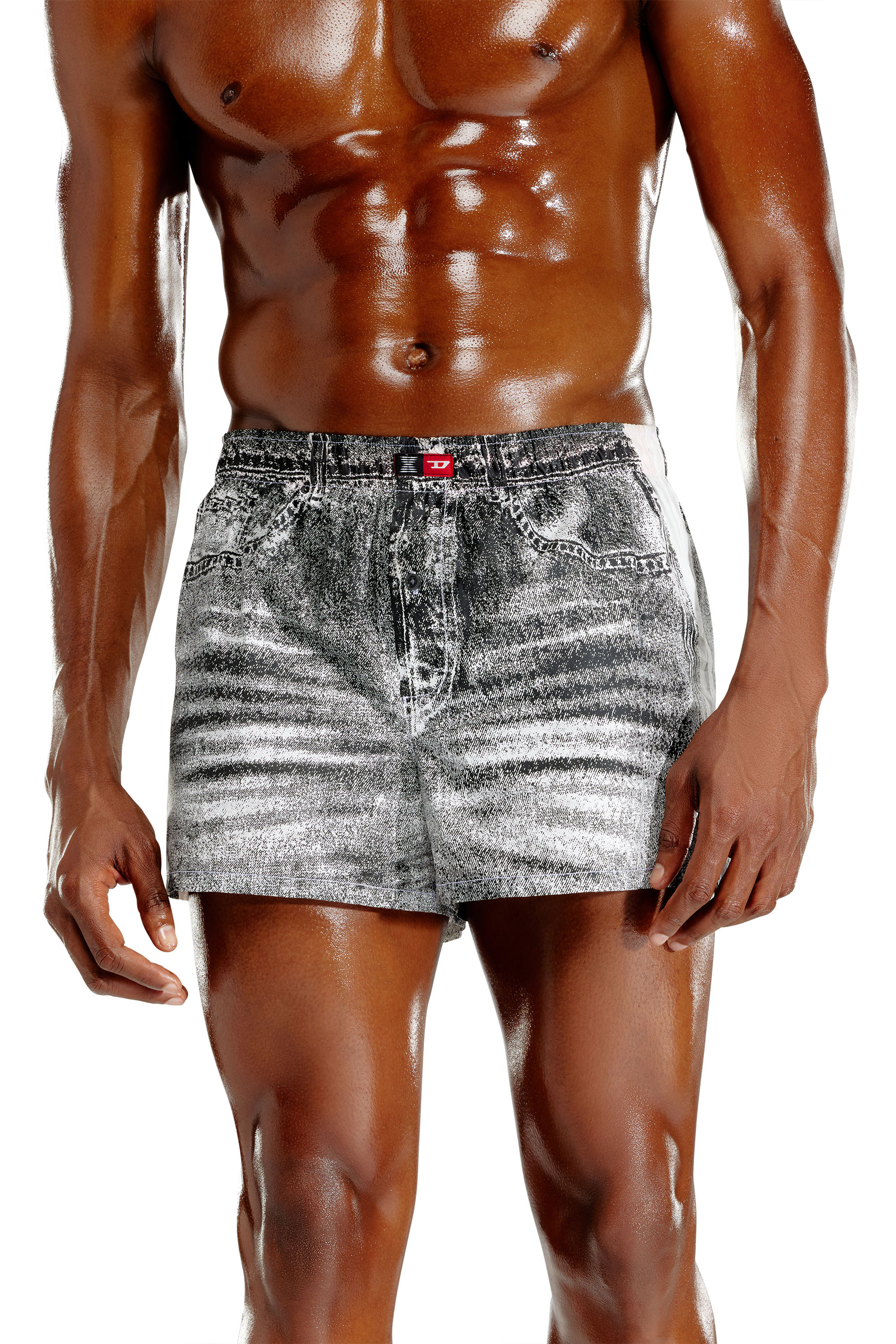 Diesel - TROMPE-BOXERS, Herren Boxershorts aus Baumwollpopeline im Denim-Look in Dunkelgrau - 3