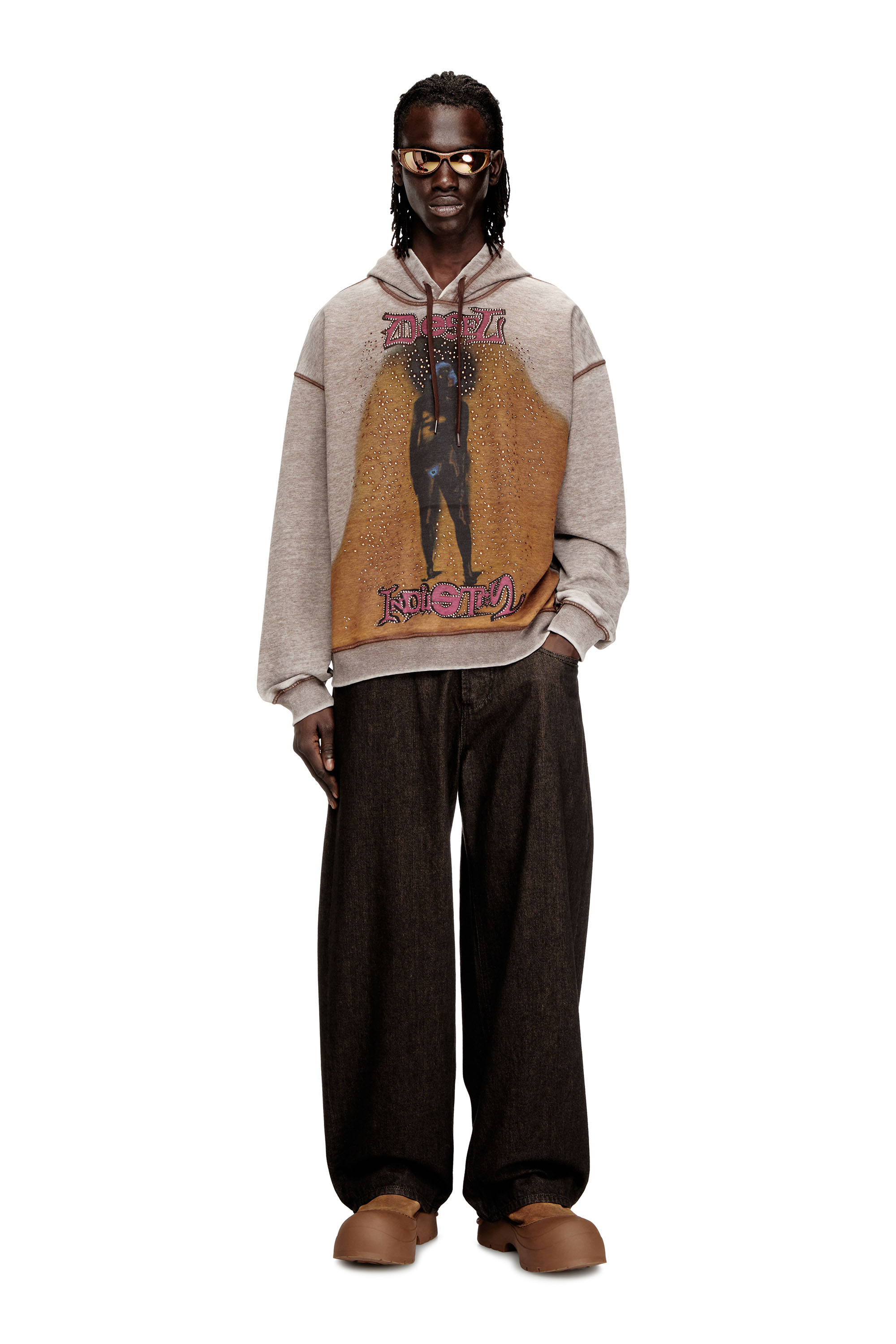 Diesel - S-BOXT-CHAN-HOOD, Herren Entspannte Scuba-Kapuzenshirt mit Marmoreffektwäsche in Dunkelgrau - 2