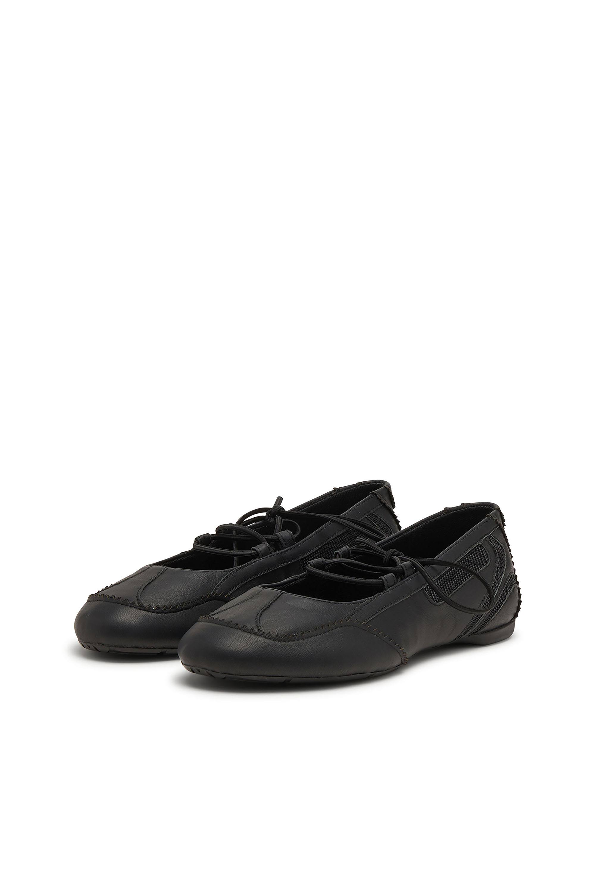 Diesel - D-MILE BALLERINA LACE UP W, Damen D-Mile-Ballerinaschnürschuhe aus Leder und Mesh in Schwarz - 3