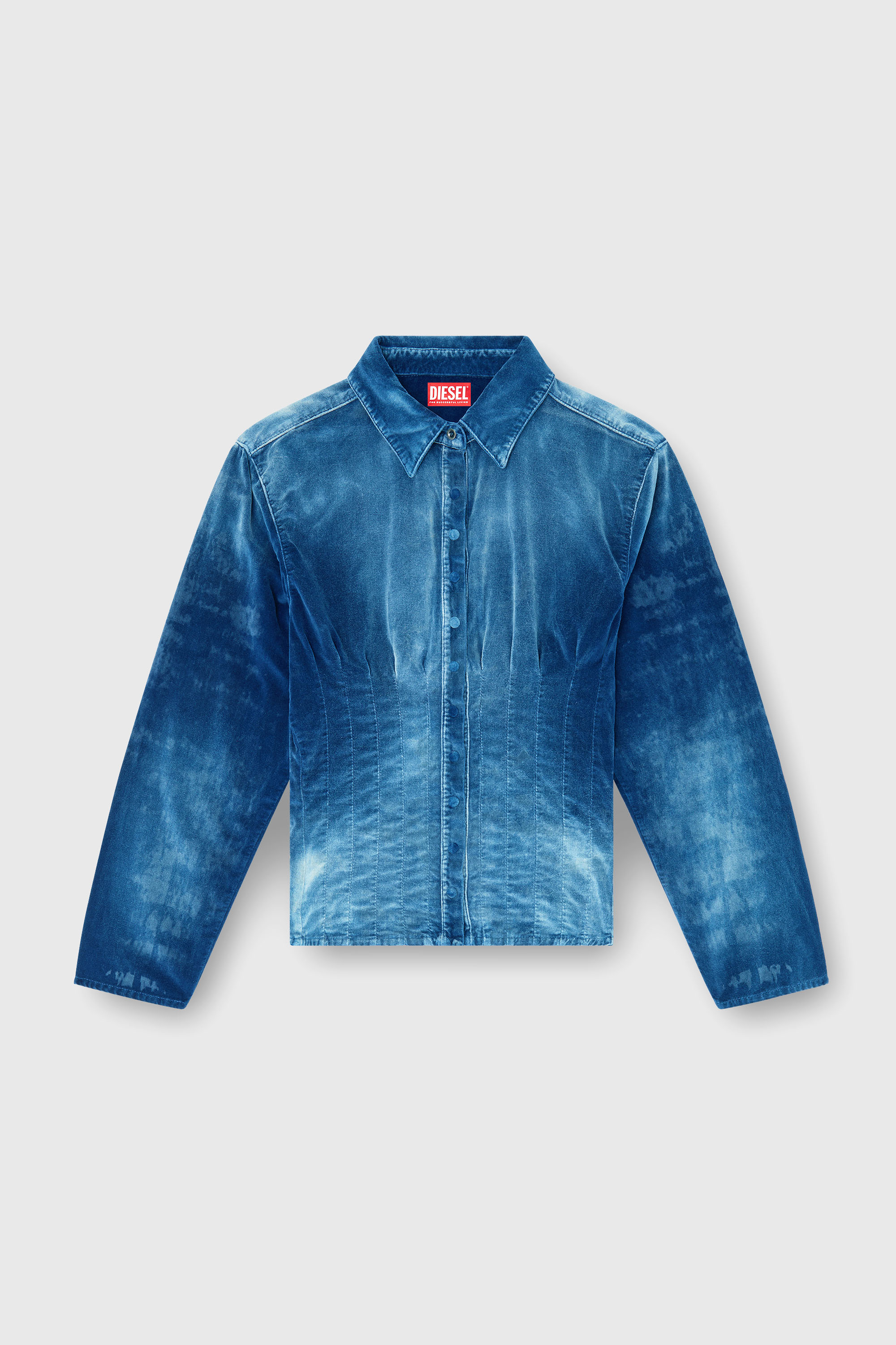 Diesel - DE-SINDI-FSJ, Damen Hemd aus Samt-Denim in Dunkelblau - 2