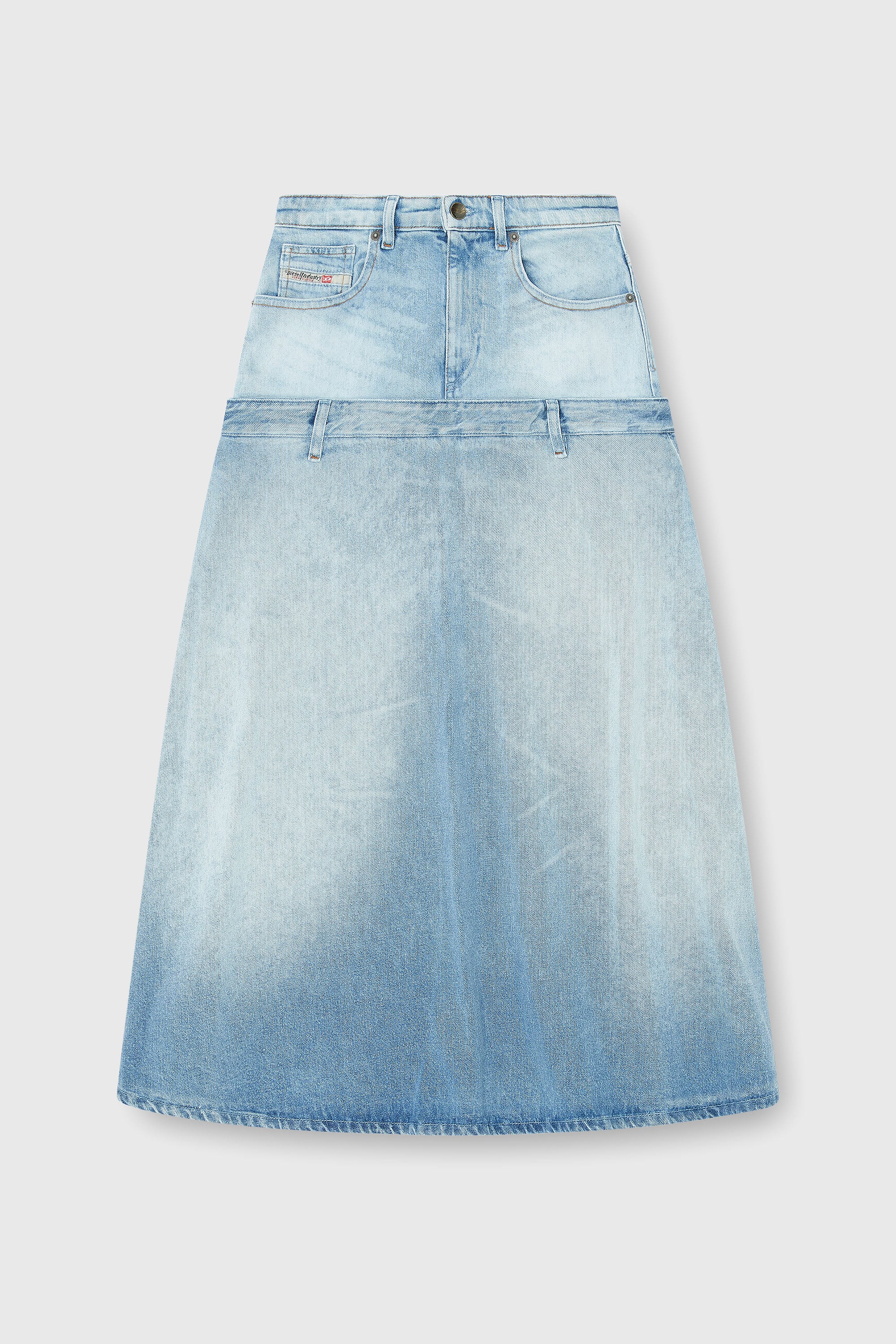 Diesel - DE-VORYA-S, Damen Jeansrock mit Lagen-Design in Hellblau - 2