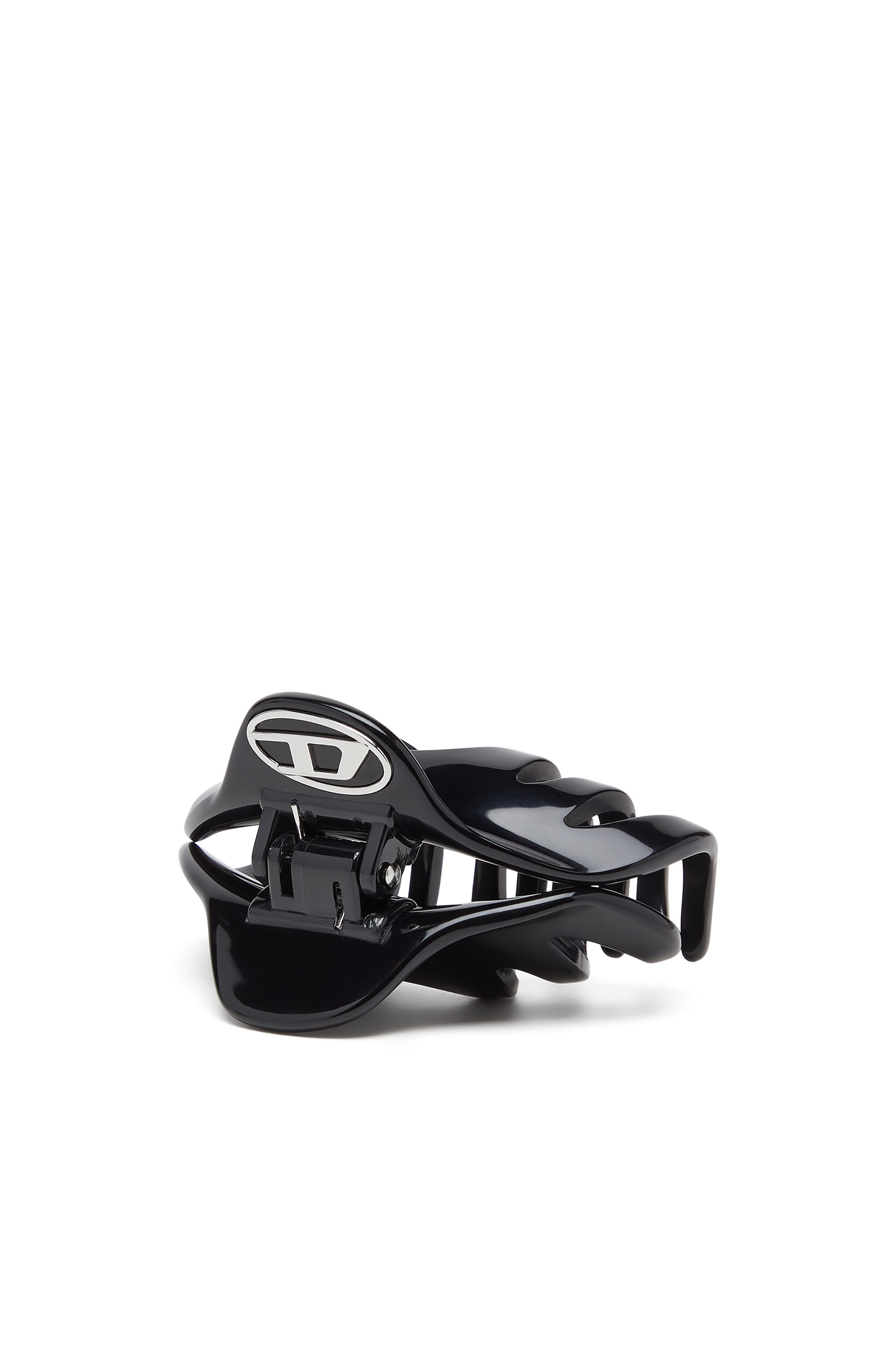 Diesel - TALON CLIP, Damen Haarspange aus Harz mit ovalem D Logo in Schwarz - 2