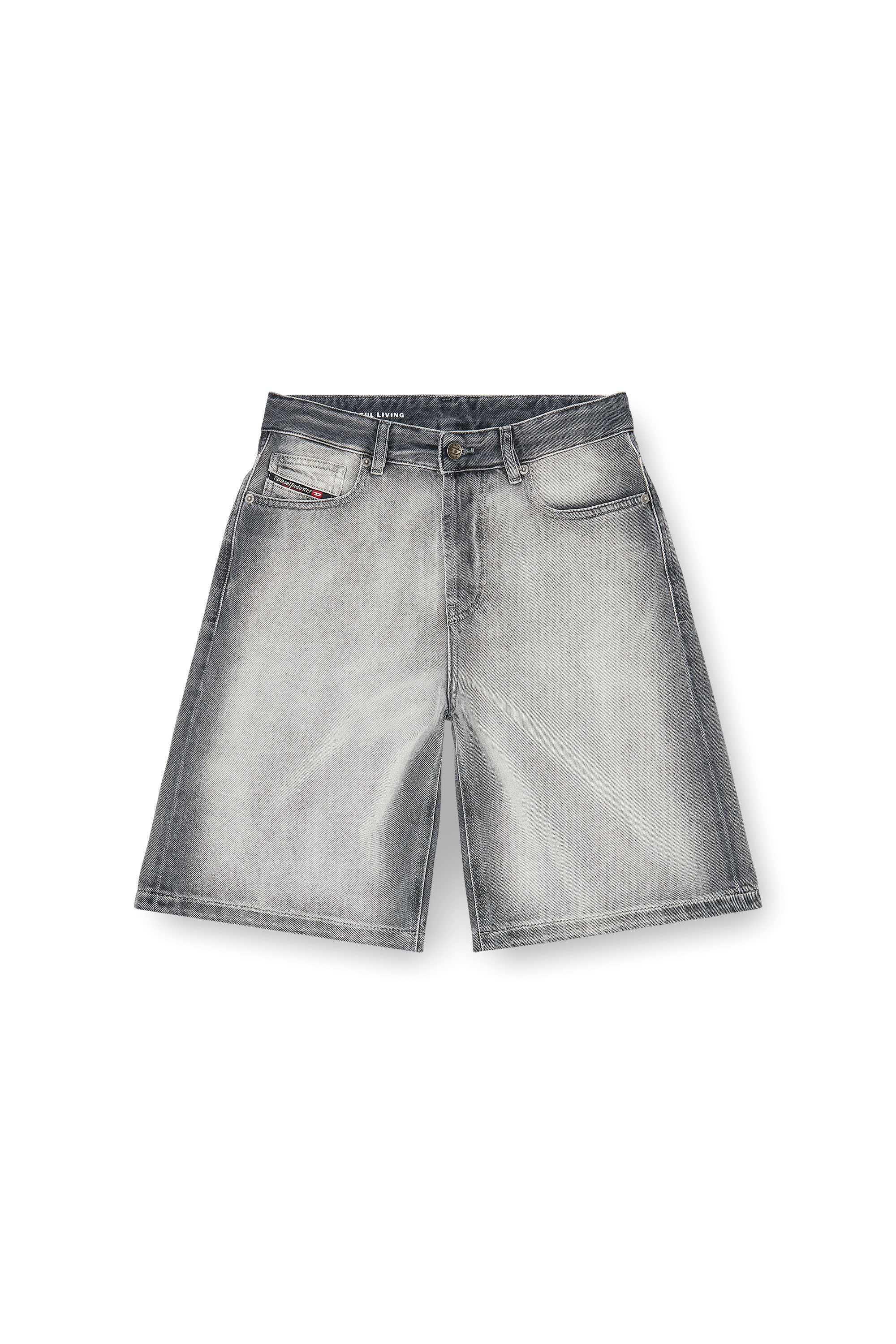 Diesel - DE-SIRE-SHORT-FSI, Damen Shorts aus weichem Skeleton-Denim in Grau - 2