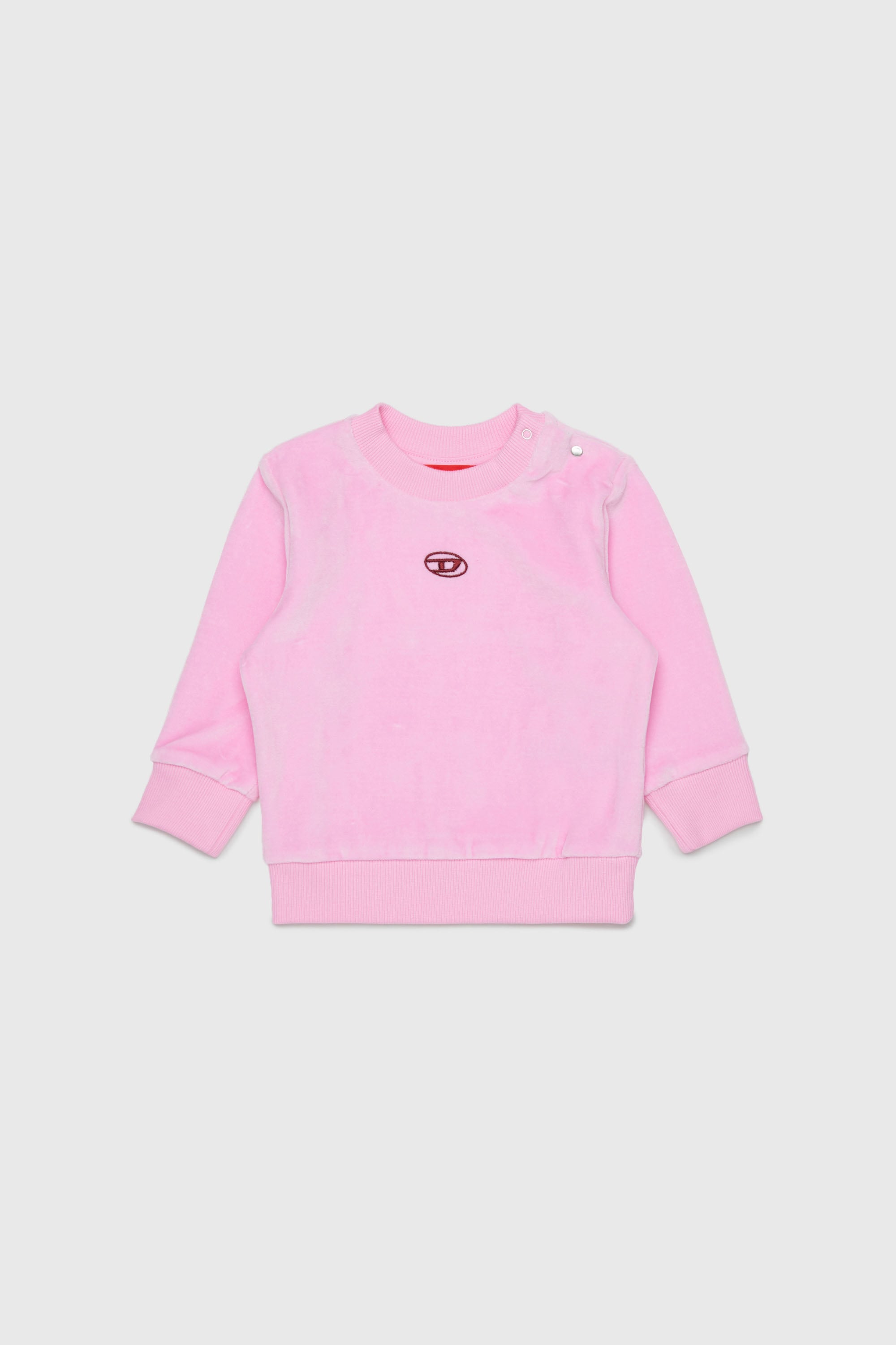 Diesel - SHENIB, Herren Sweatshirt aus Samt mit Oval D Stickerei in Rosa - 1