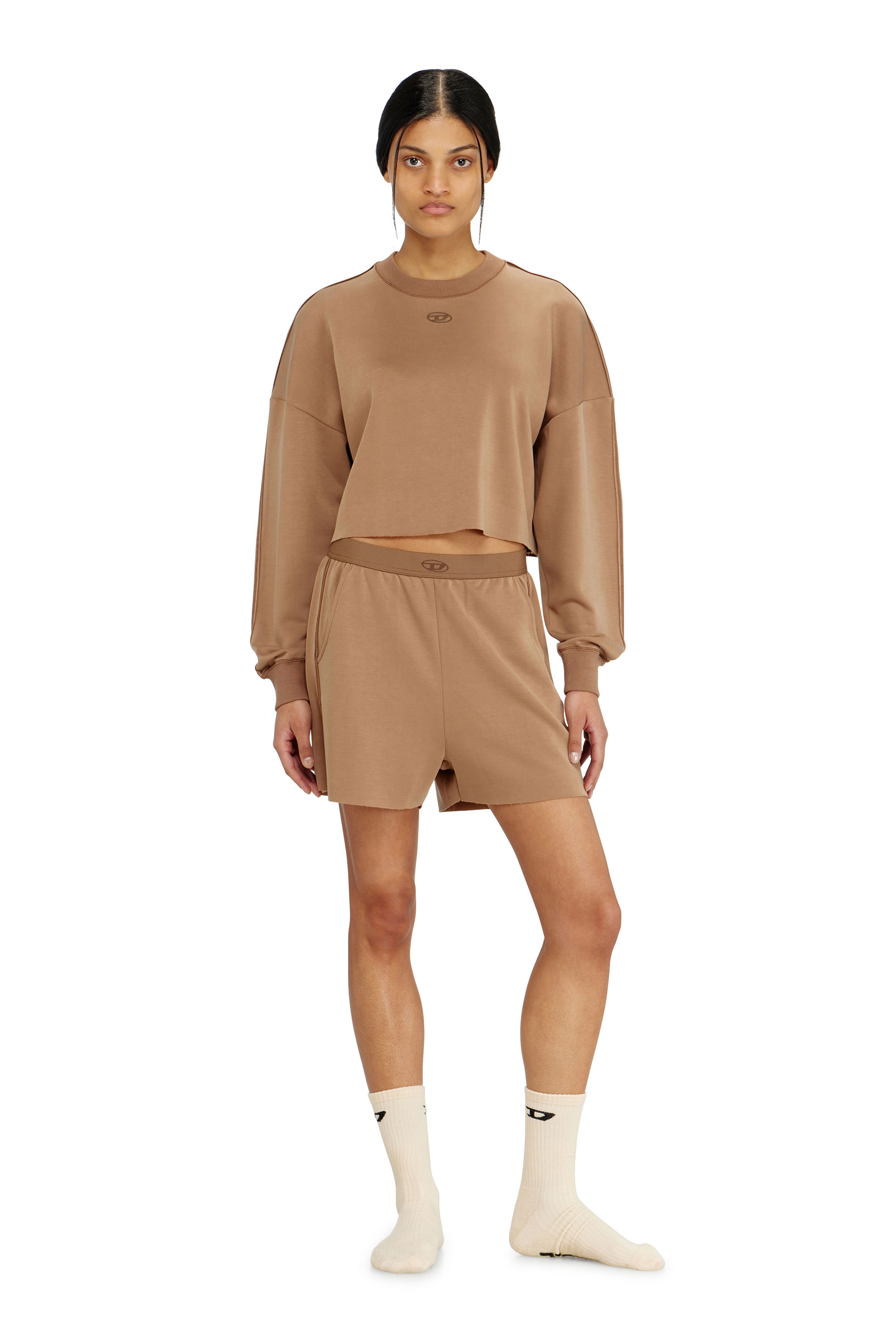 Diesel - MARTHA-UTLT, Damen Shorts aus leichtem stretch-scuba in Braun - 1