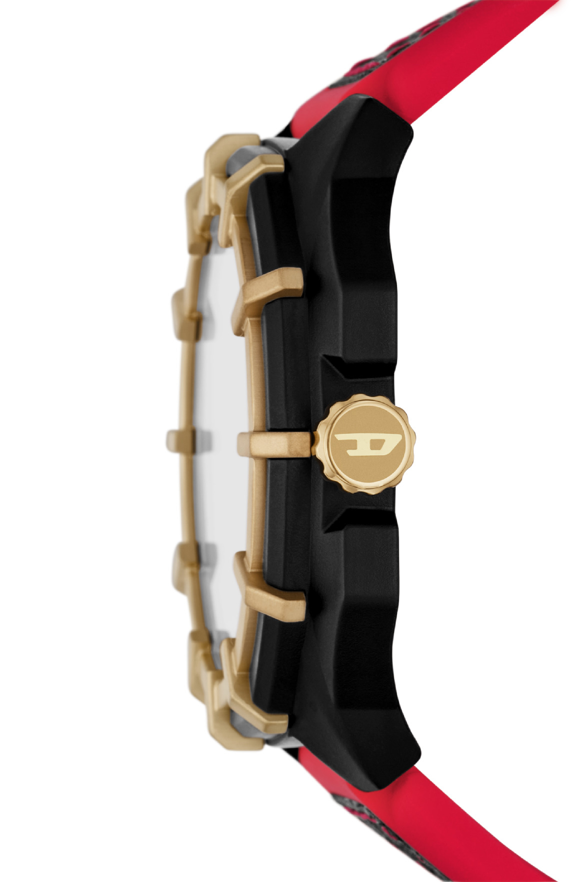 Diesel - DZ4618, Herren Framed Leder and Silikonarmband in Schwarz/Rot - 3