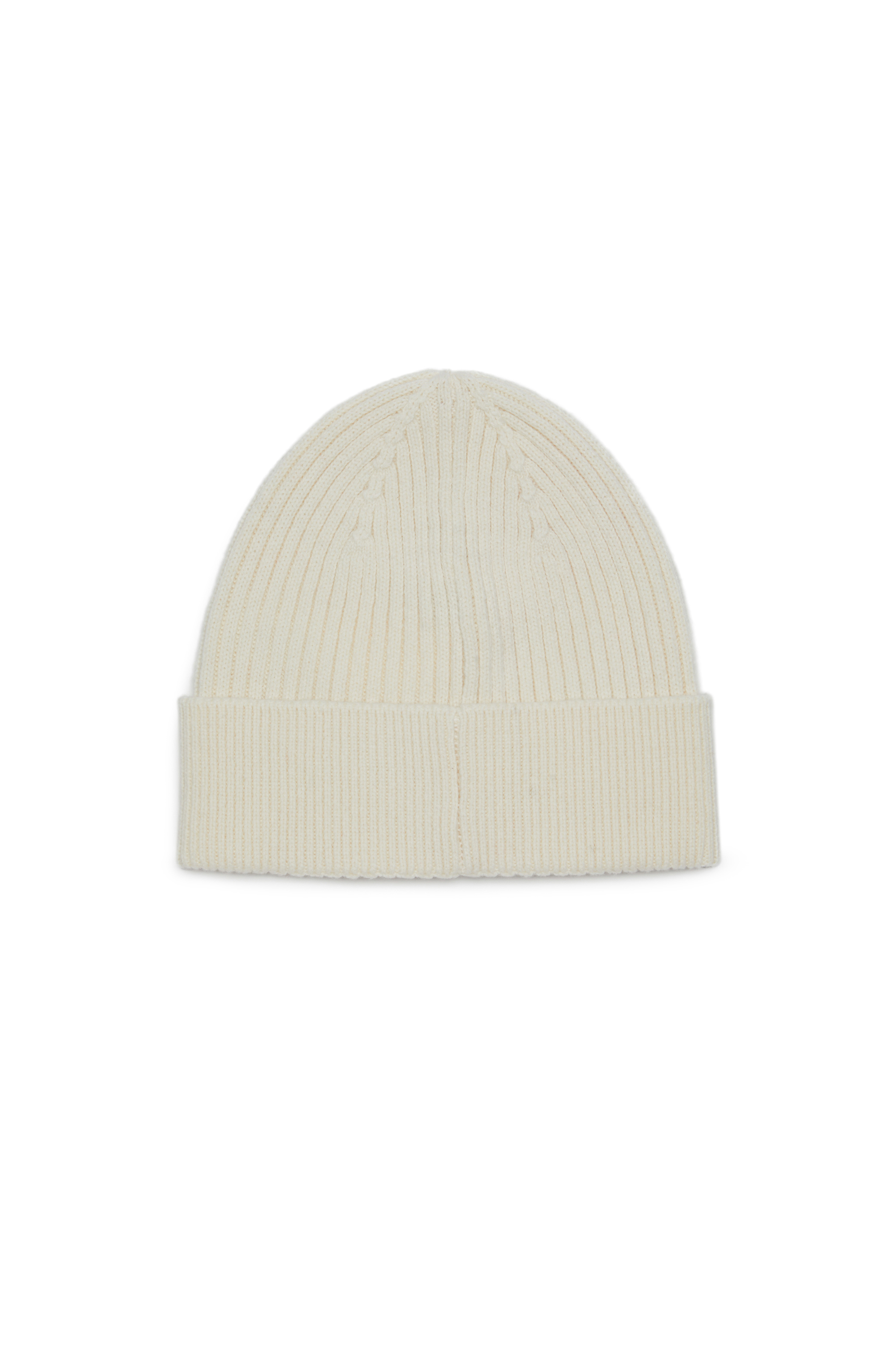 Diesel - K-CODER-H 2X2, Unisex Gerippte Beanie-Mütze mit Logo-Aufnäher in Weiß - 2