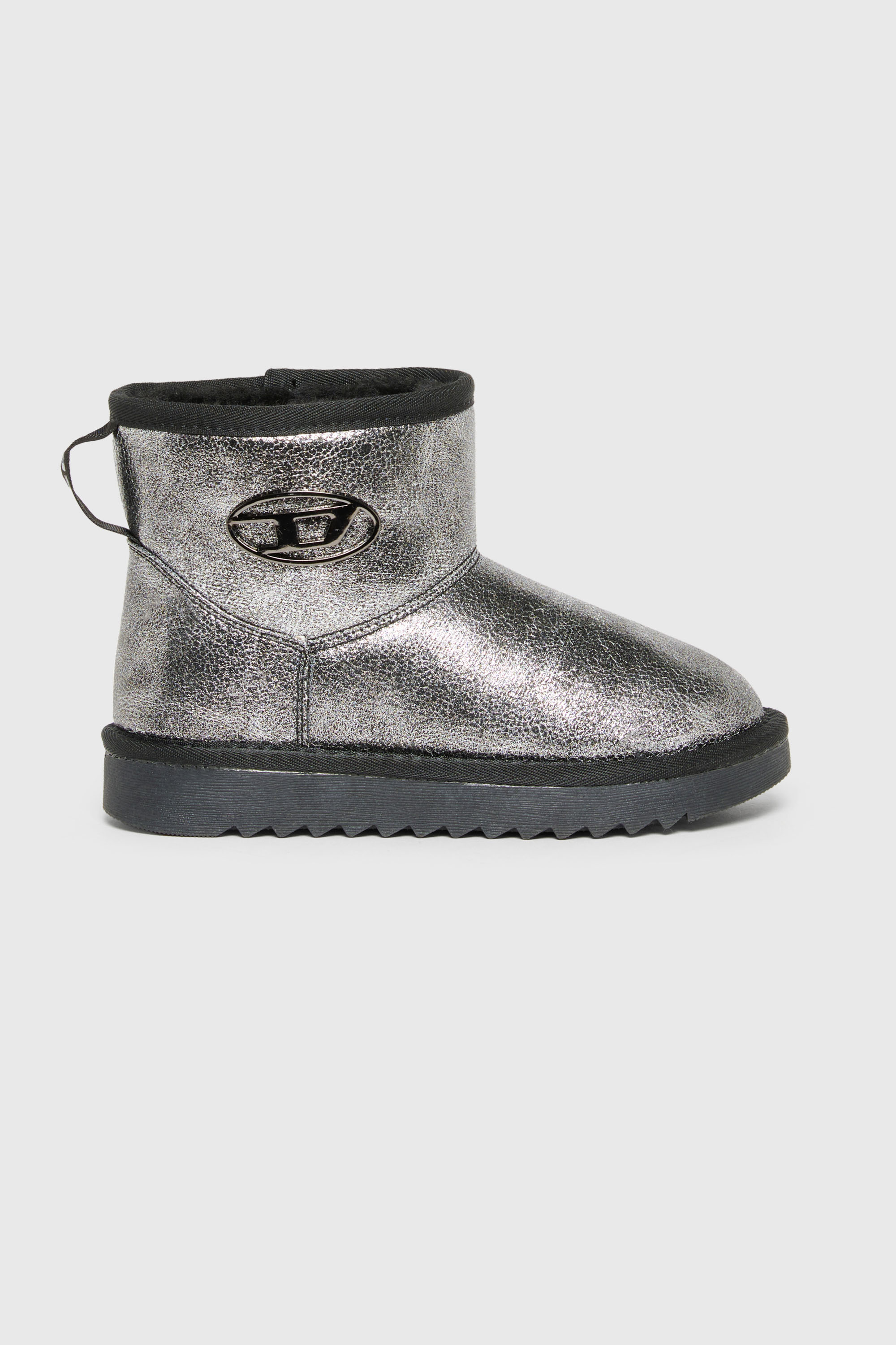 Diesel - D-DAATEN, Unisex D-Daaten - Metallische Stiefel mit Pl&uuml;schfutter in Silber - 1