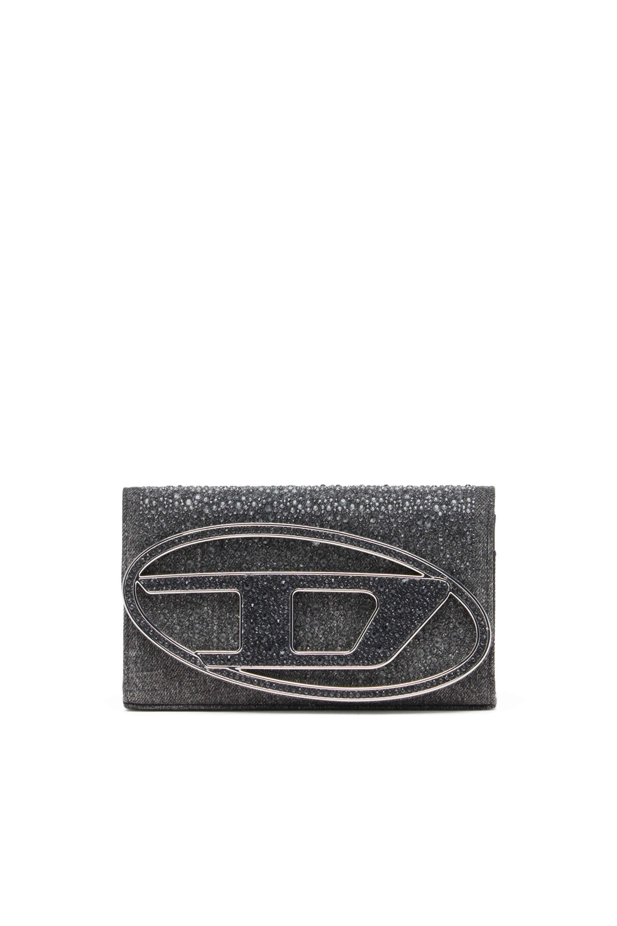 Diesel - 1DR WALLET STRAP, Damen Portemonnaie-Tasche aus Kristall-Denim in Schwarz - Image 2