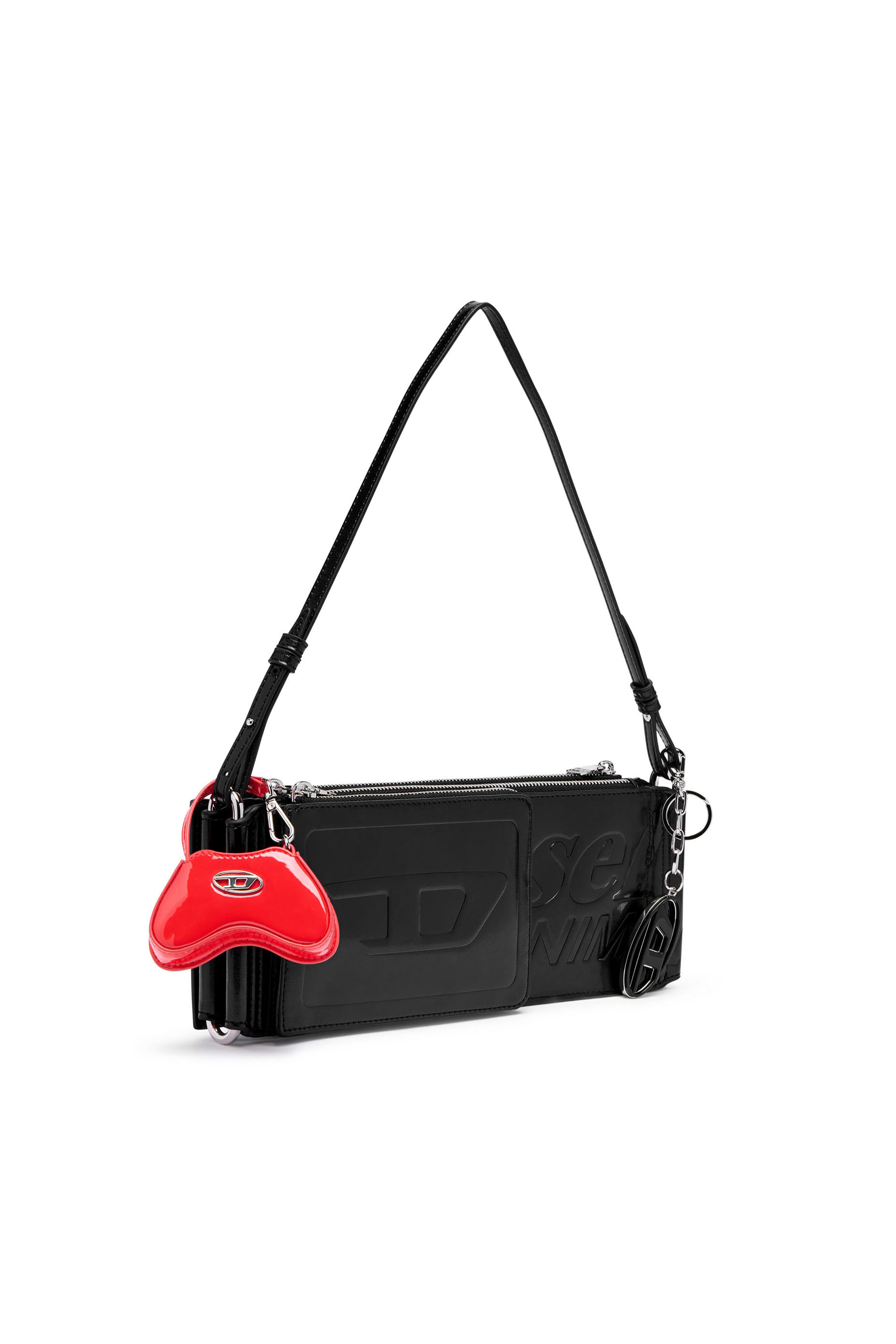 Diesel - FLAG-D SHOULDER BAG X, Unisex Flag-D-Modular Schultertasche mit gepr&auml;gtem Logo in Schwarz - 2