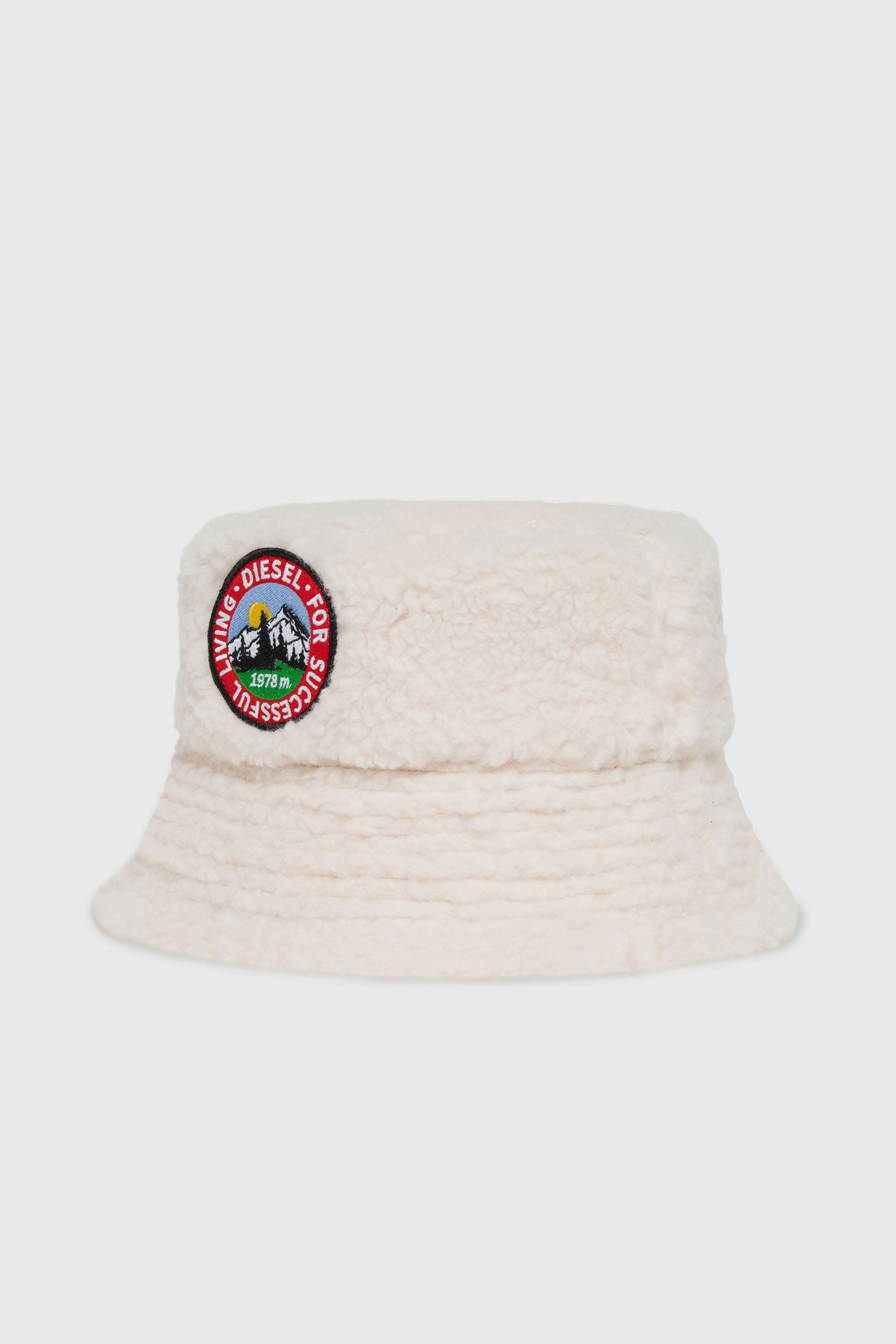 Diesel - FBONT, Unisex Bucket Hat aus weichem Pl&uuml;schstoff in Wei&szlig; - 1