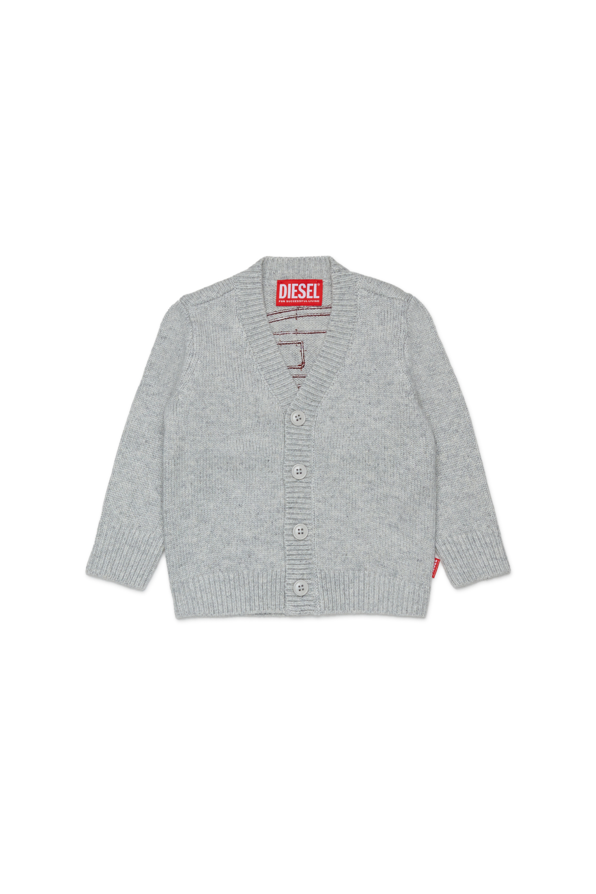 Diesel - KOLYB, Herren Cashmere-angereicherte Strickjacke mit gro&szlig;em Oval D in Grau - 1