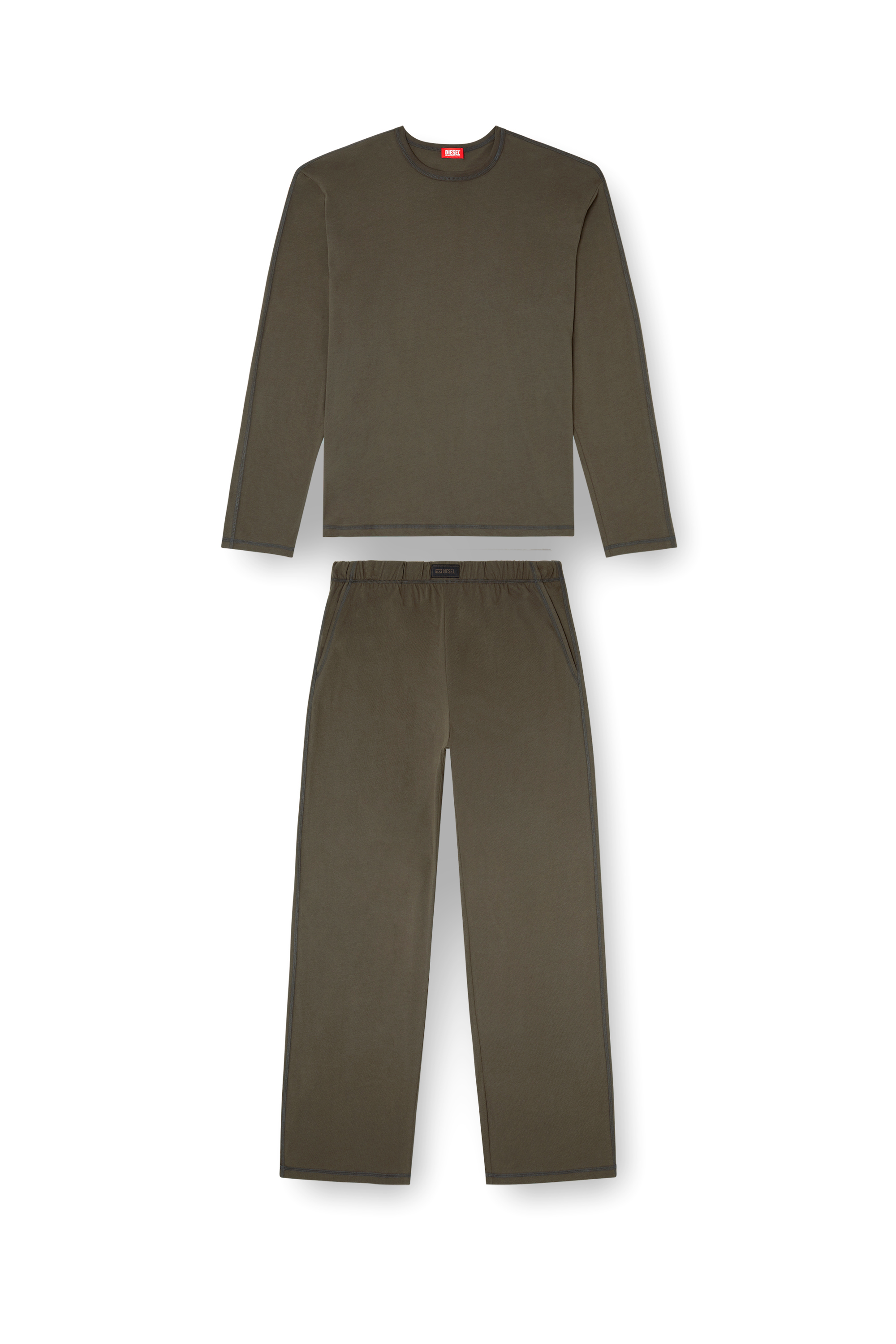 Diesel - SET-ADRIAN-UTLT, Herren Pyjamas aus Baumwolljersey in Braun - 4