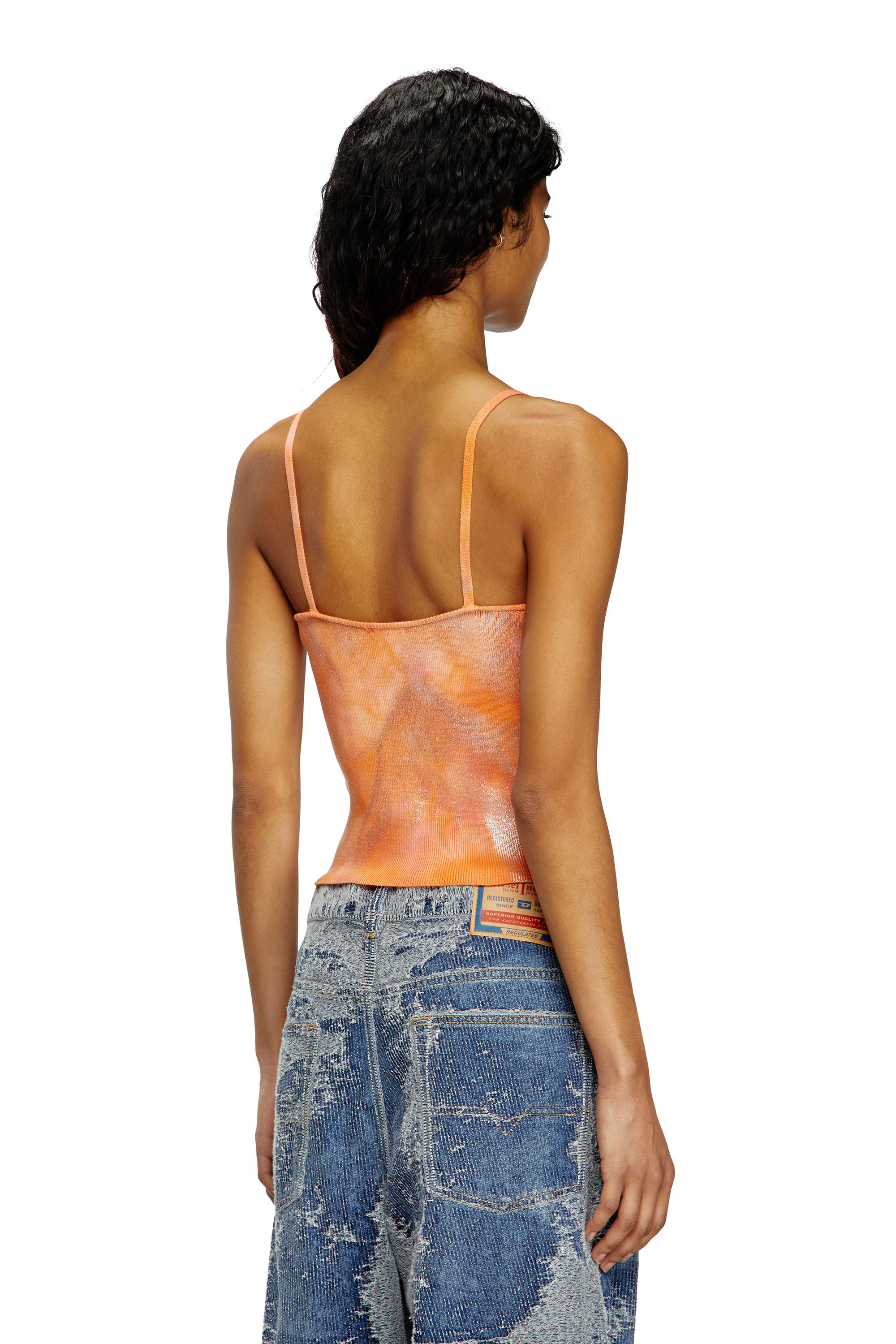 Diesel - M-ISMINA, Damen Trägertop aus solarisiertem Metallic-Strick in Orange - 4