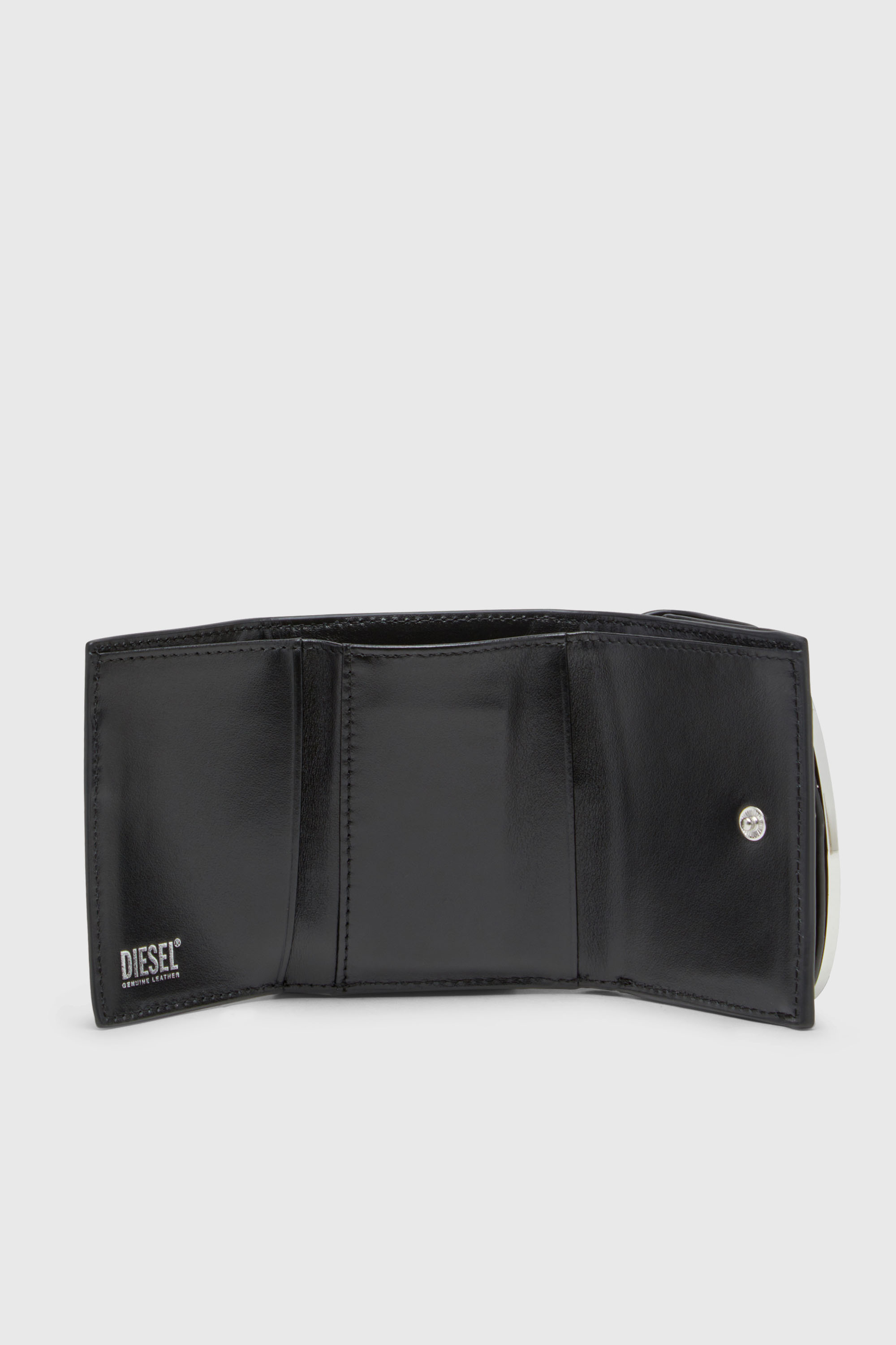 Diesel - 1DR TRI FOLD COIN XS II, Damen Dreifach-Faltportemonnaie aus Leder in Schwarz - 3