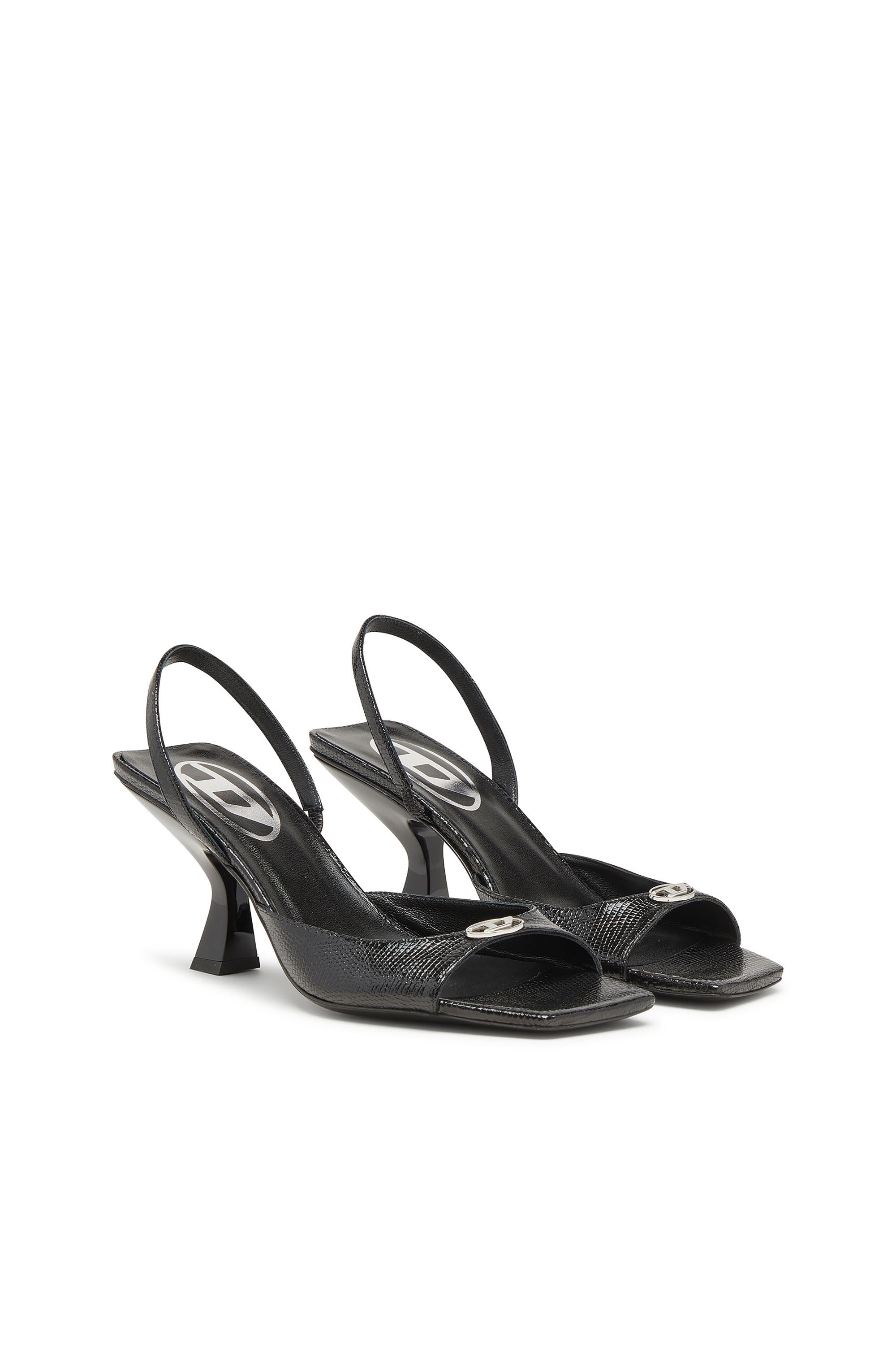 Diesel - D-AMBER 75 SANDAL, Damen D-Amber-Slingback-Sandalen aus Leder in Eidechsen-Optik in Schwarz - 3