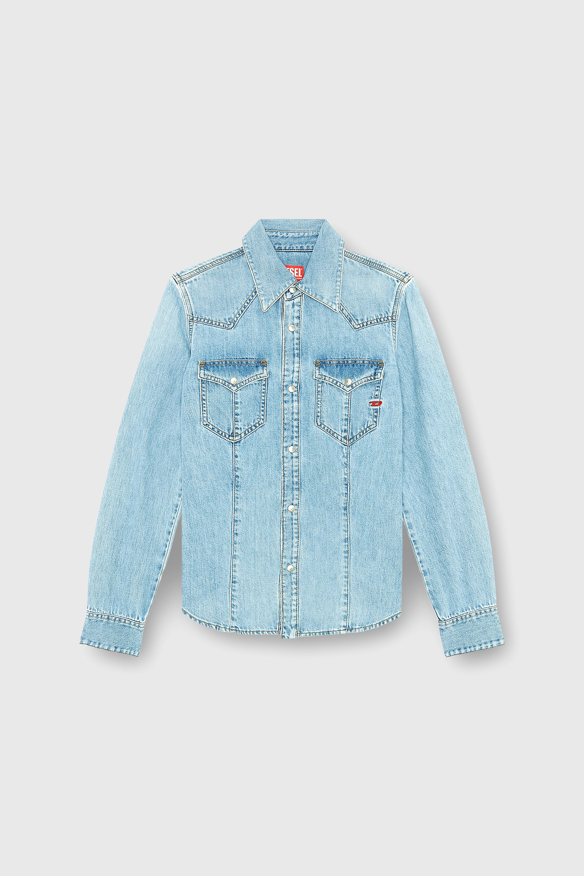 Diesel - DE-WAVES, Damen Western-Shirt aus Denim in Hellblau - 2