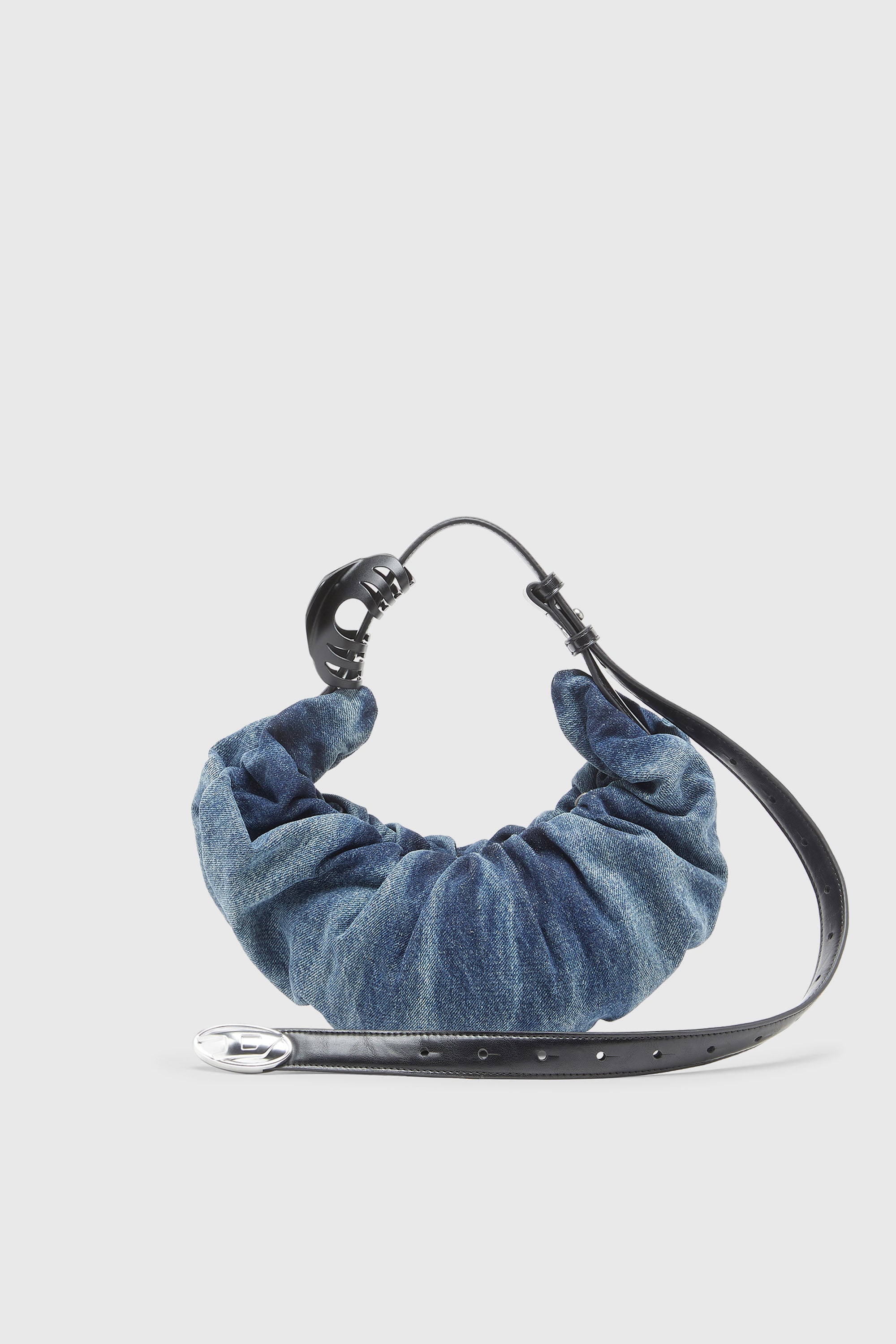 Diesel - GRAB-D HOBO S, Damen Grab-D S-Kleine, geknitterte Hobo-Tasche aus behandeltem Denim in Mittelblau - 1