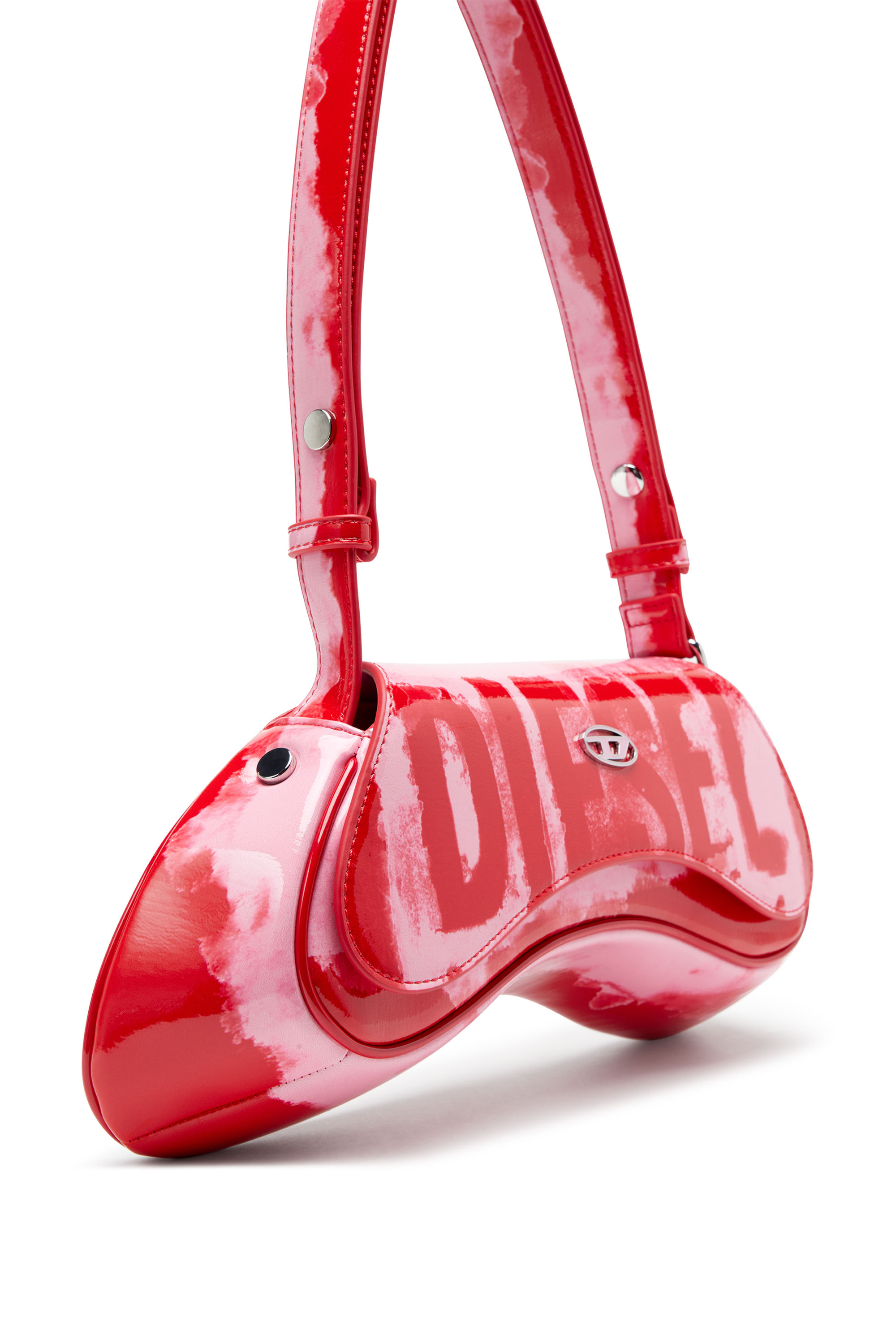 Diesel - PLAY CROSSBODY, Damen Play-Schultertasche mit glänzendem PU-Print in Rosa/Rot - 5