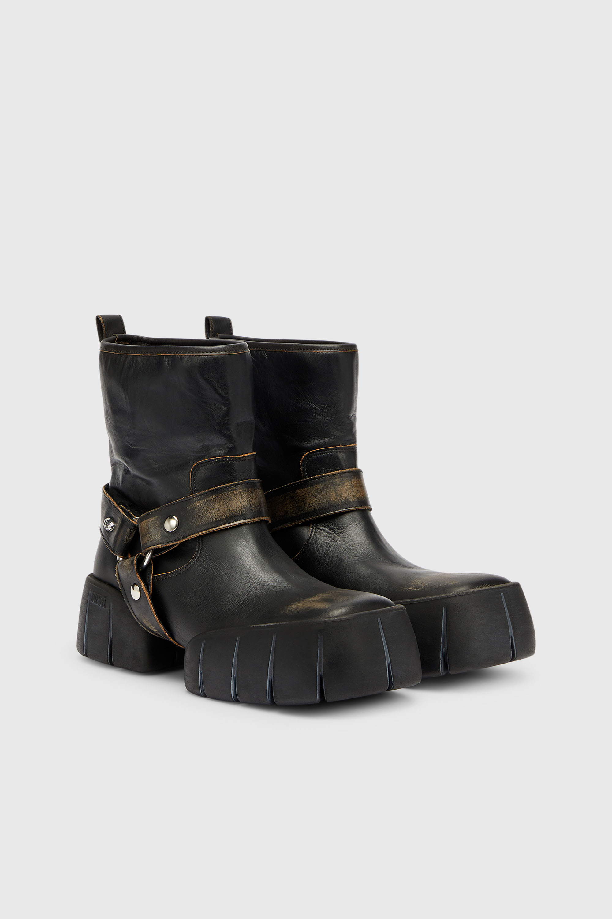 Diesel - D-TEX TU, Herren D-Tex - Biker-Boots aus distressed Leder in Dunkelbraun - 2
