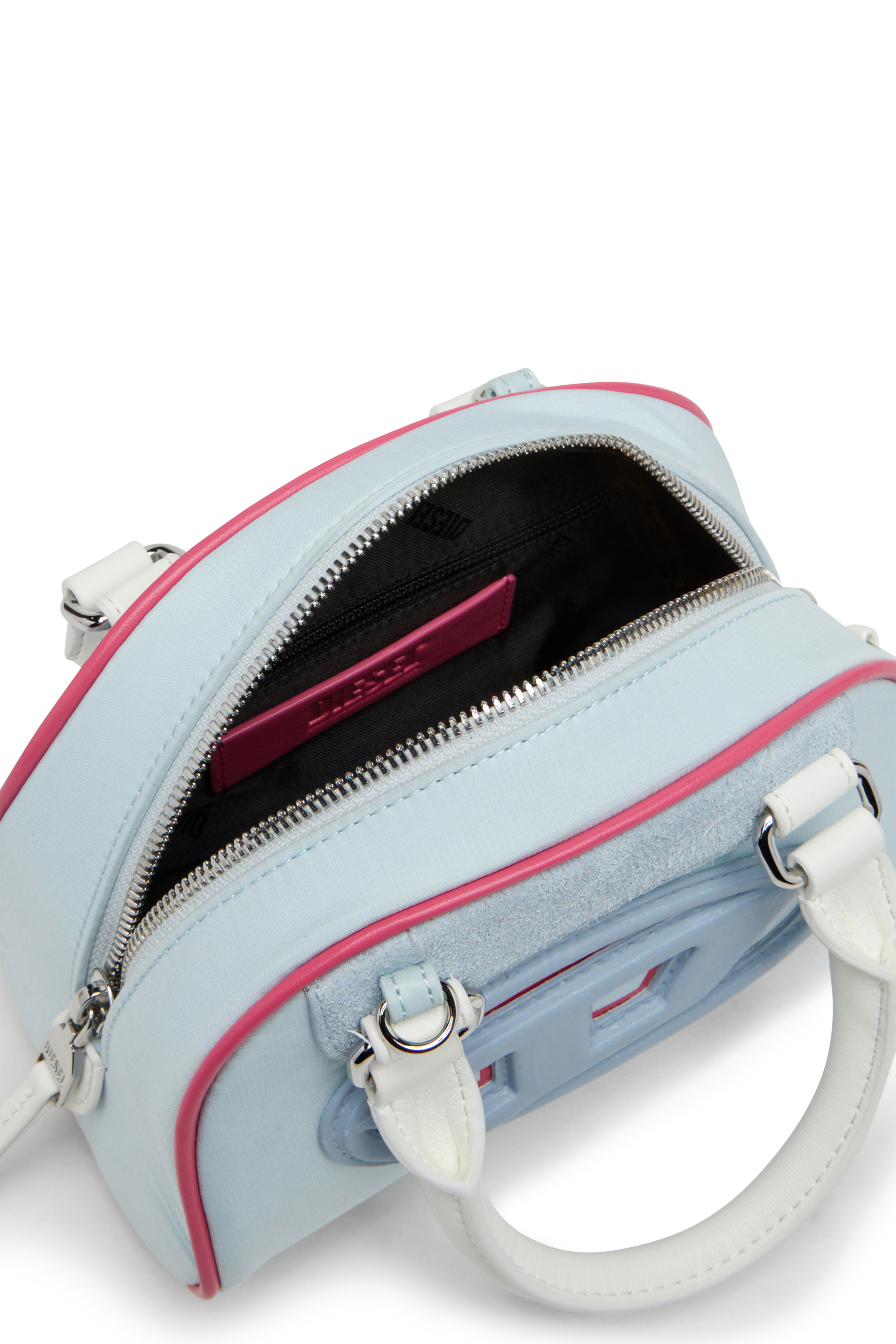 Diesel - 1DR DOME CROSSBODY, Damen Colourblock-Mini-Bowling-Tasche in Hellblau - 4