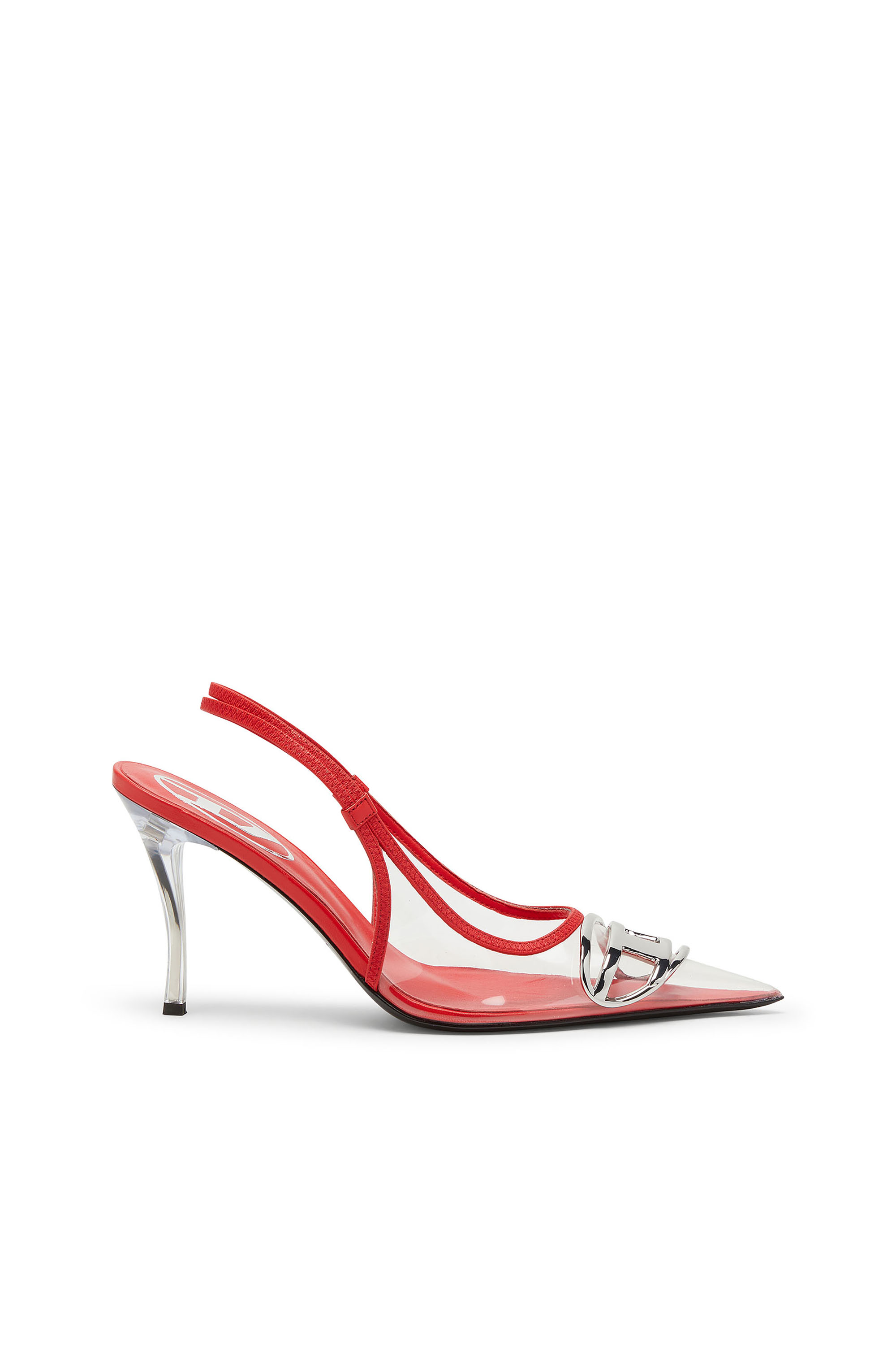 Diesel - D-VENUS SB, Damen D-Venus-Lederslingbackpumps mit transparentem Einsatz in Rot - 1
