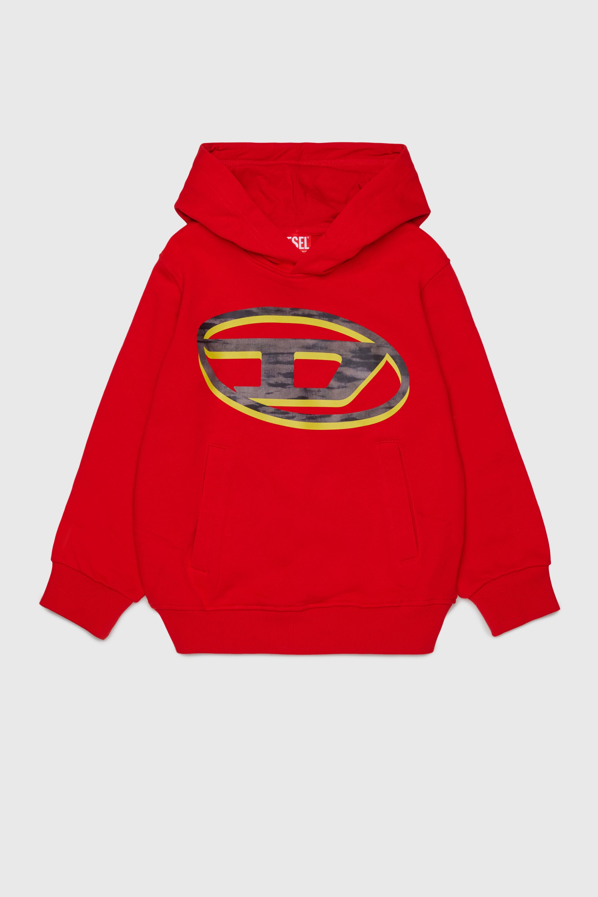 Diesel - SVELLYHOOD OVER, Herren Hoodie mit zweifarbigem Oval D Print in Rot - 1