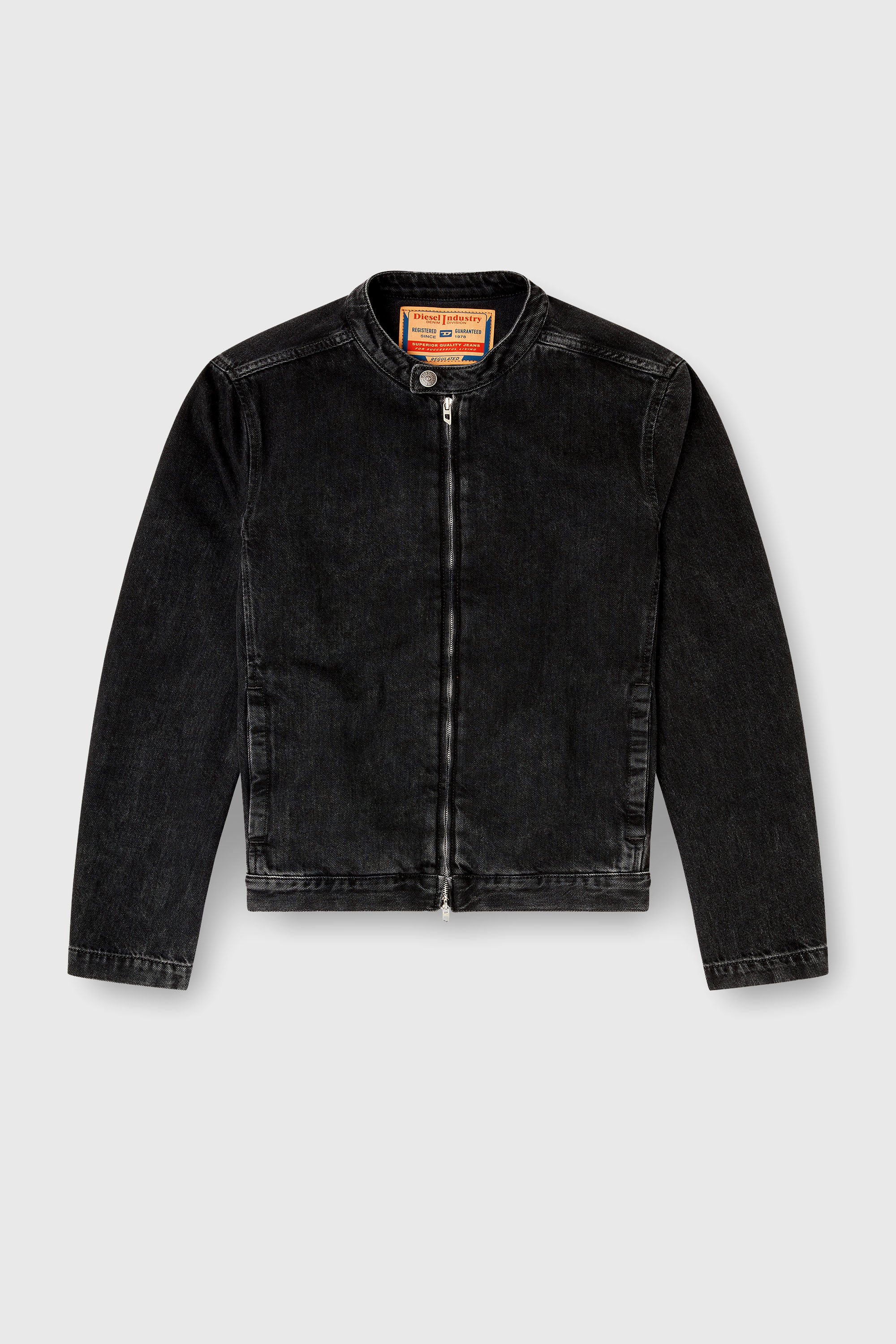 Diesel - D-GLORY, Herren Bikerjacke aus sauber gewaschenem Denim in Schwarz - 2