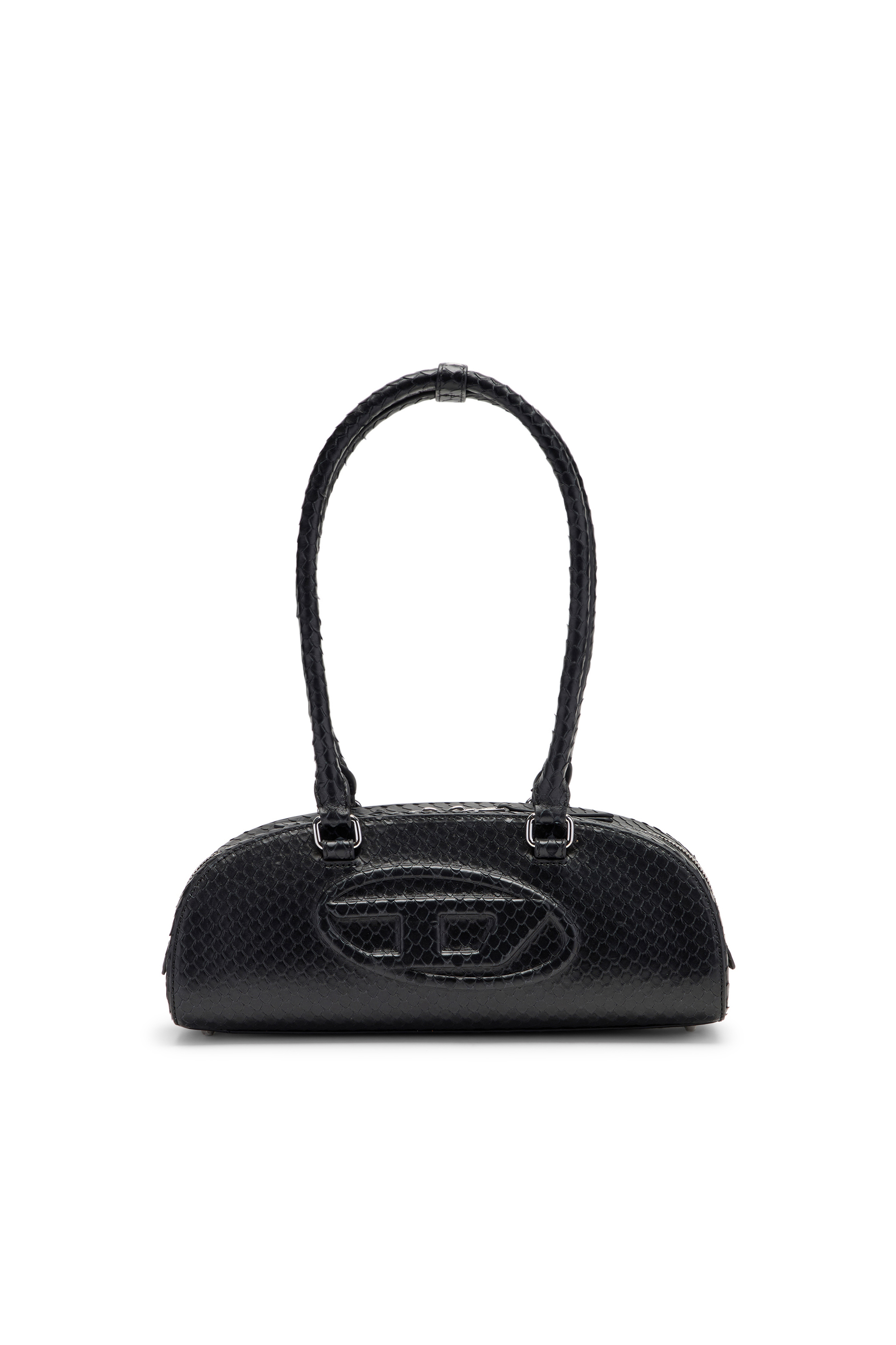 Diesel - 1DR DOME SHOULDER EW, Damen 1DR Dome-Langgezogene Bowlingtasche aus strukturiertem Leder in Schwarz - 2