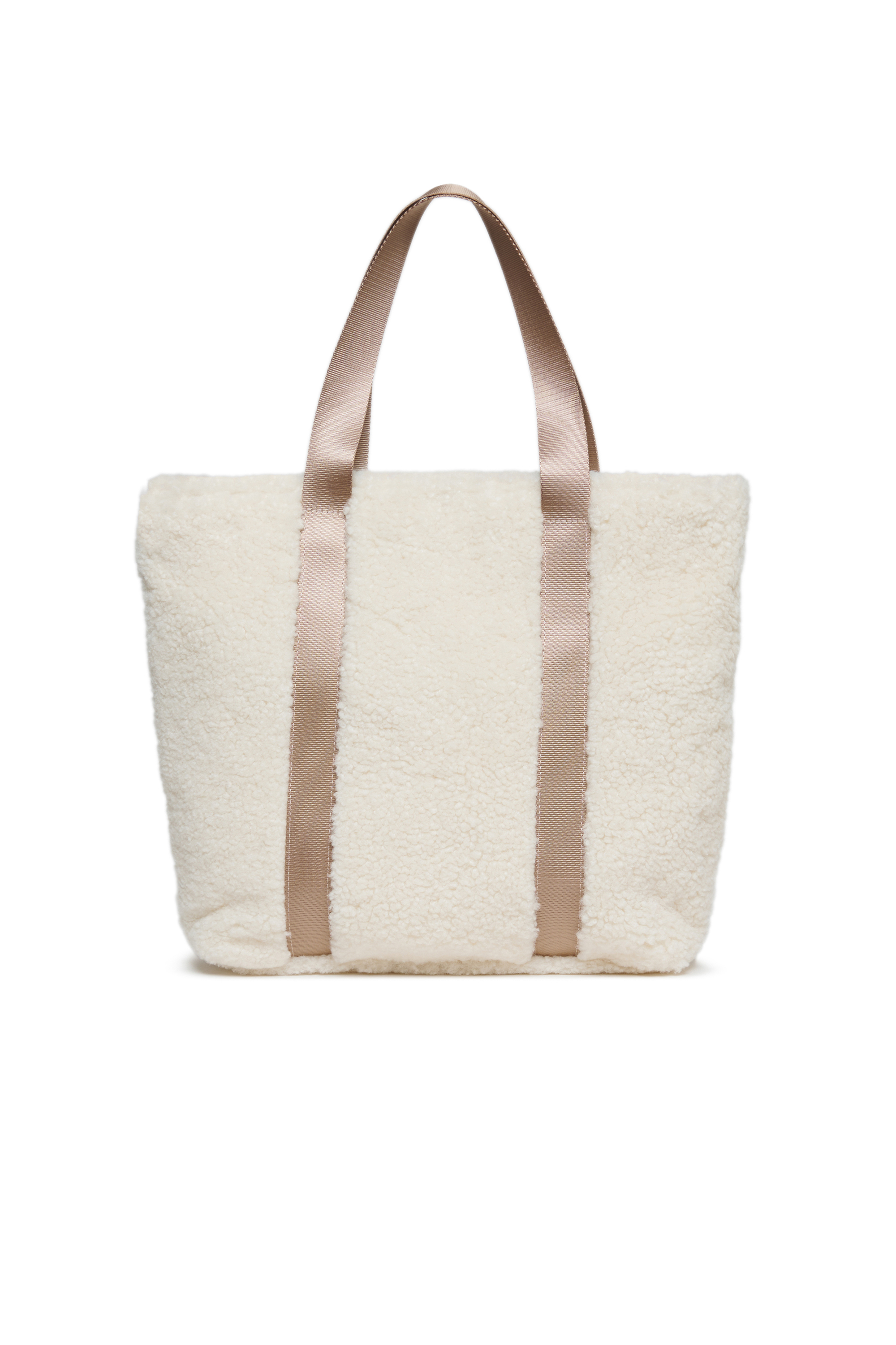 Diesel - WIXA, Damen WIXA - Tote-Bag aus Teddy-Fleece in Wei&szlig; - 2