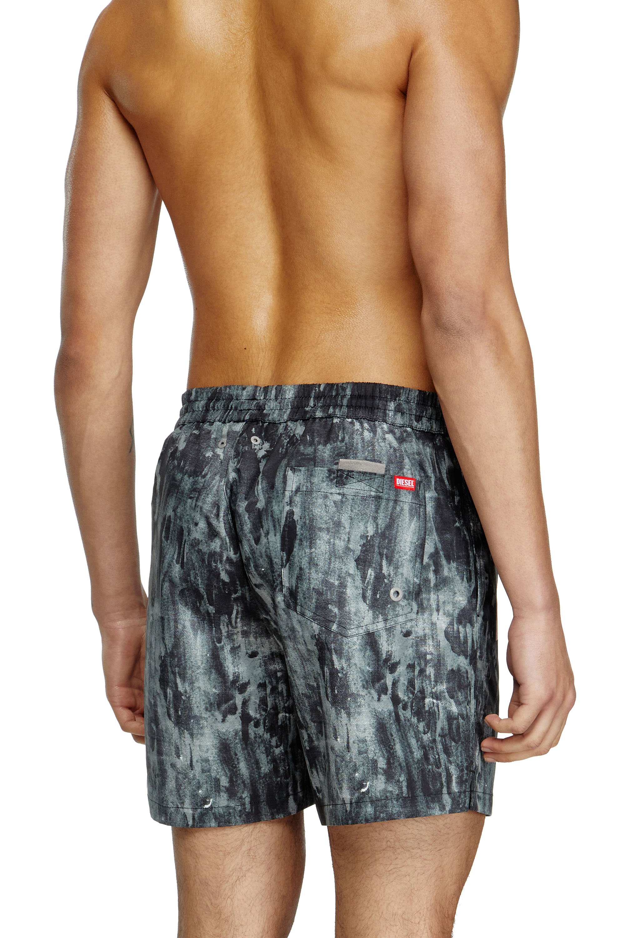 Diesel - RIO-41-D-POP, Herren Mittellange Bade-Shorts mit Grafik-Print in Schwarz - 3