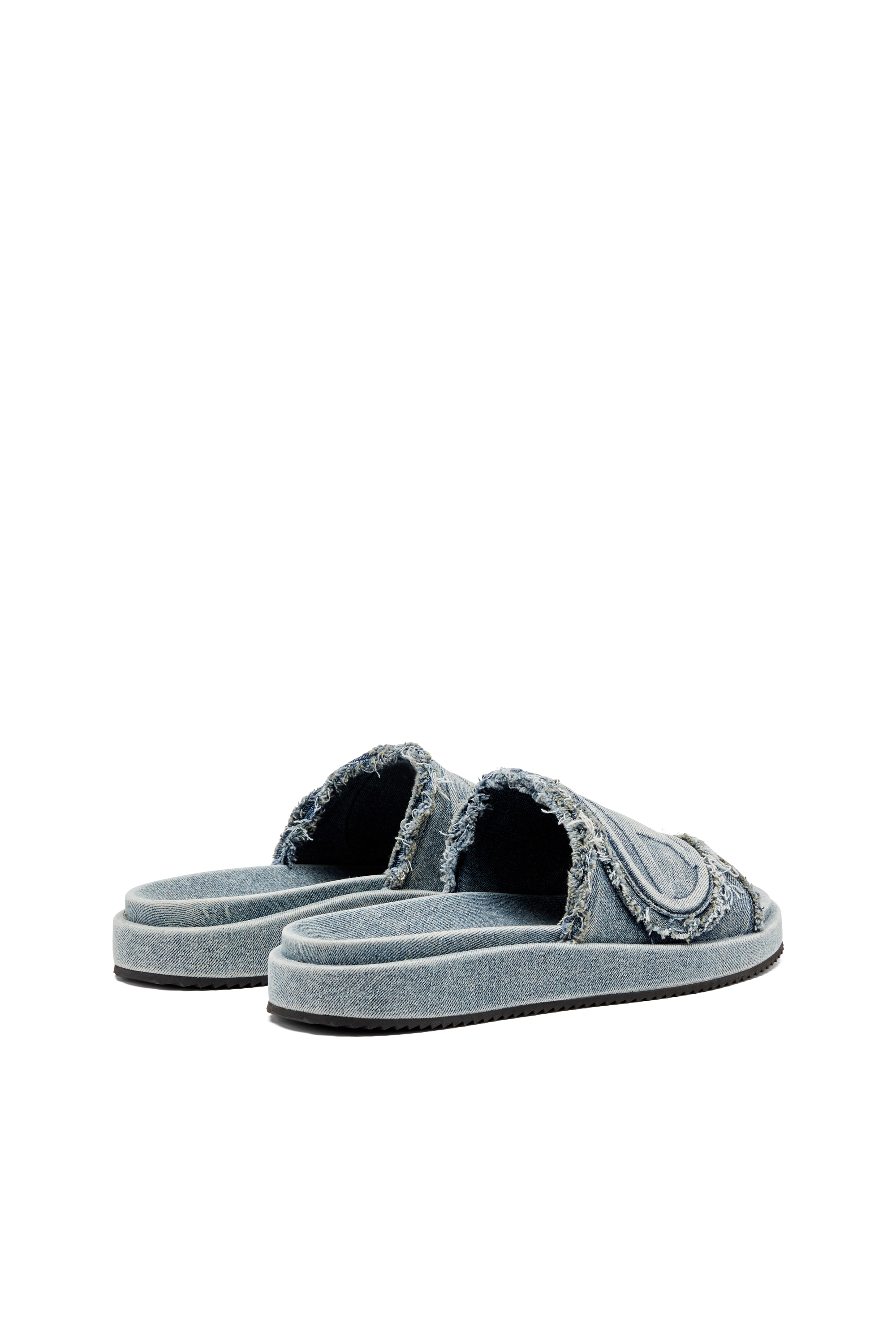 Diesel - SA-SLIDE D OVAL, Unisex Sa-Slide D-Slides aus vielgetragenem Denim in Hellblau - 3