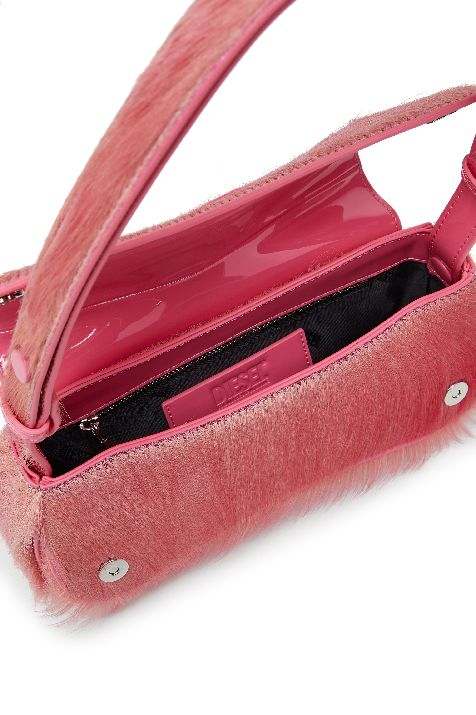 Diesel - PLAY CLUTCH, Damen Clutch aus farbigem, haarigem Leder in Rosa - 4