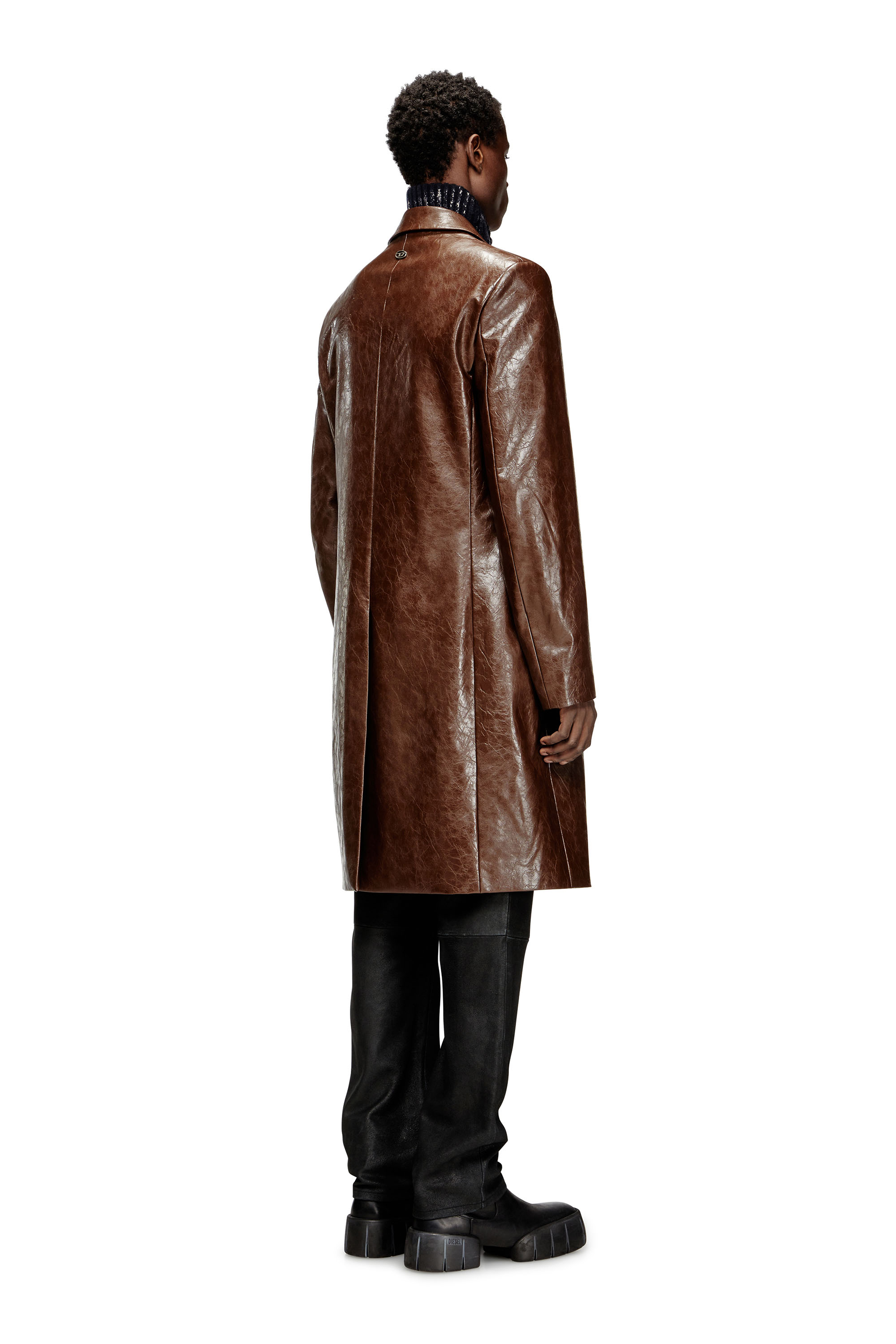 Diesel - J-CREED-COAT, Herren Mantel aus strukturiertem beschichtetem Stoff in Braun - 4