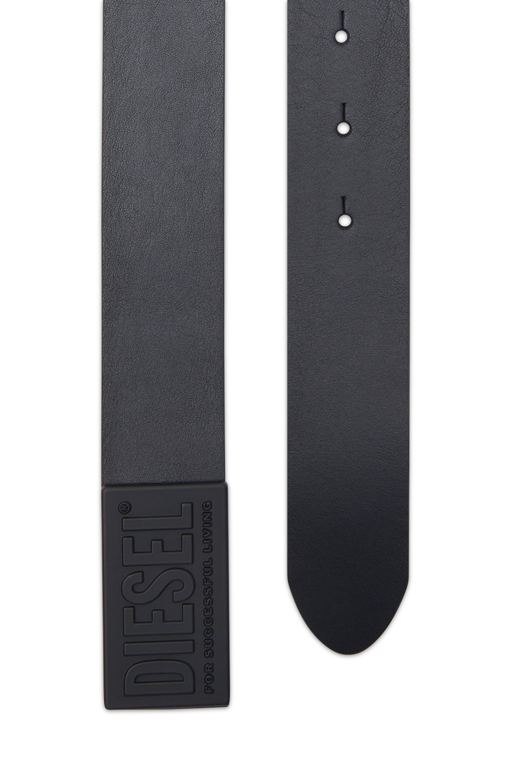 Diesel - B-BISCOTTO METAL, Herren 3.4cm Gürtel aus Leder mit Successful Living-Schnalle in Schwarz - 2