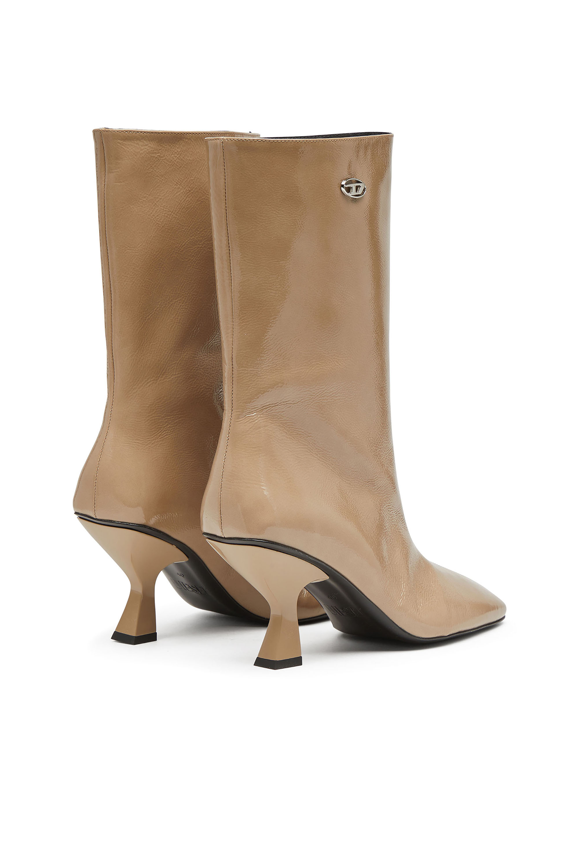 Diesel - D-AMBER TUBE 75, Damen D-Amber-Stiefeletten mit quadratischer Spitze und Naplak-Effekt in Beige - 3