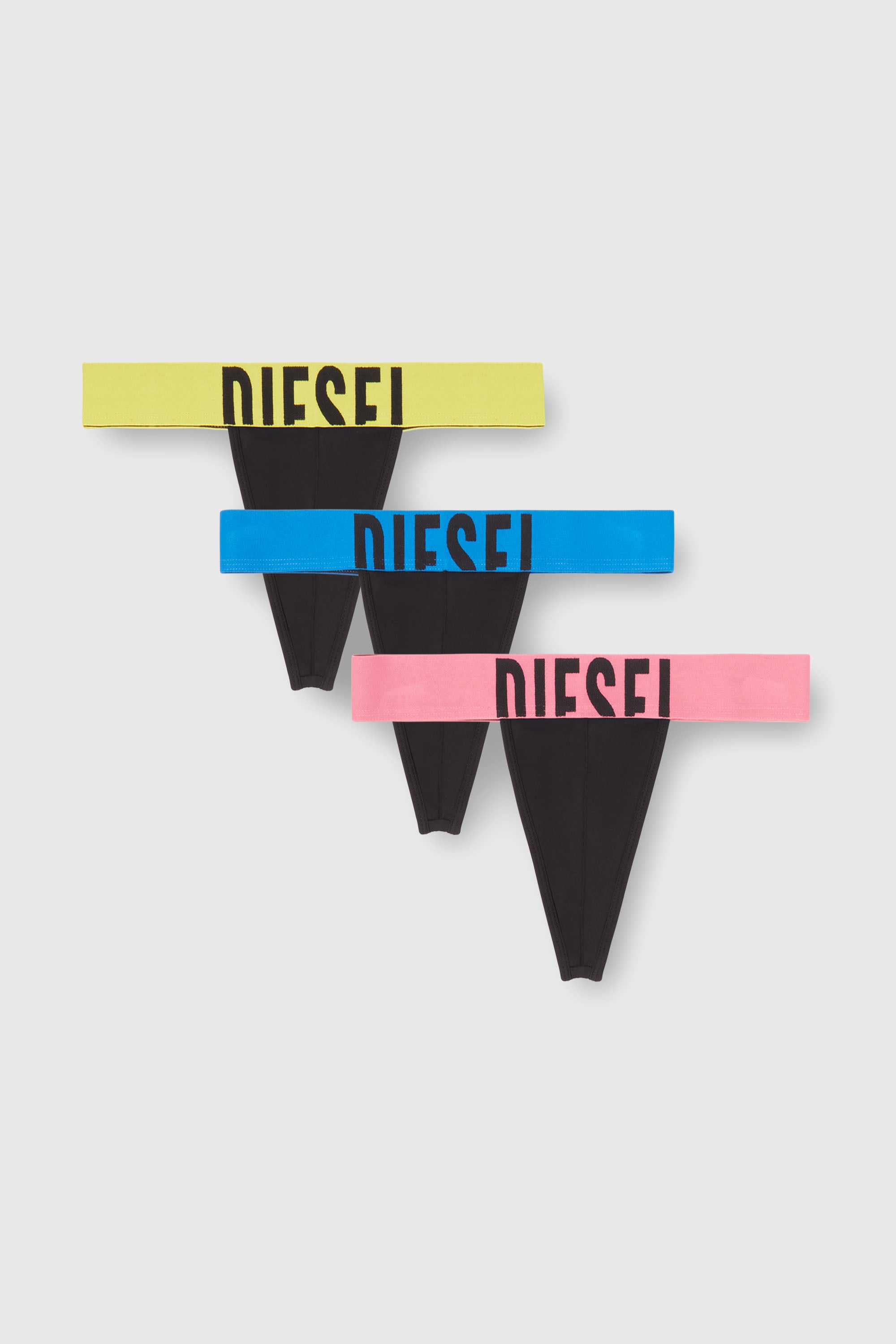 Diesel - FRITZ-D-POP-3PACK, Herren Dreierpack Tangas mit markantem Logo-Bund in Schwarz/Rosa - 1