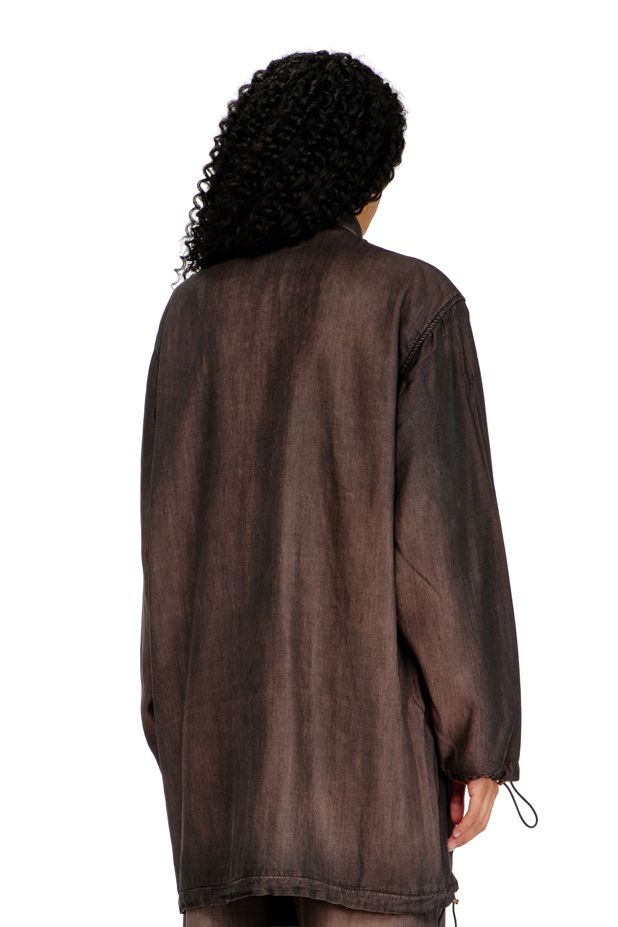 Diesel - DE-TROIT-S, Woman's Light jacket in fluid coated denim in Brown - 4