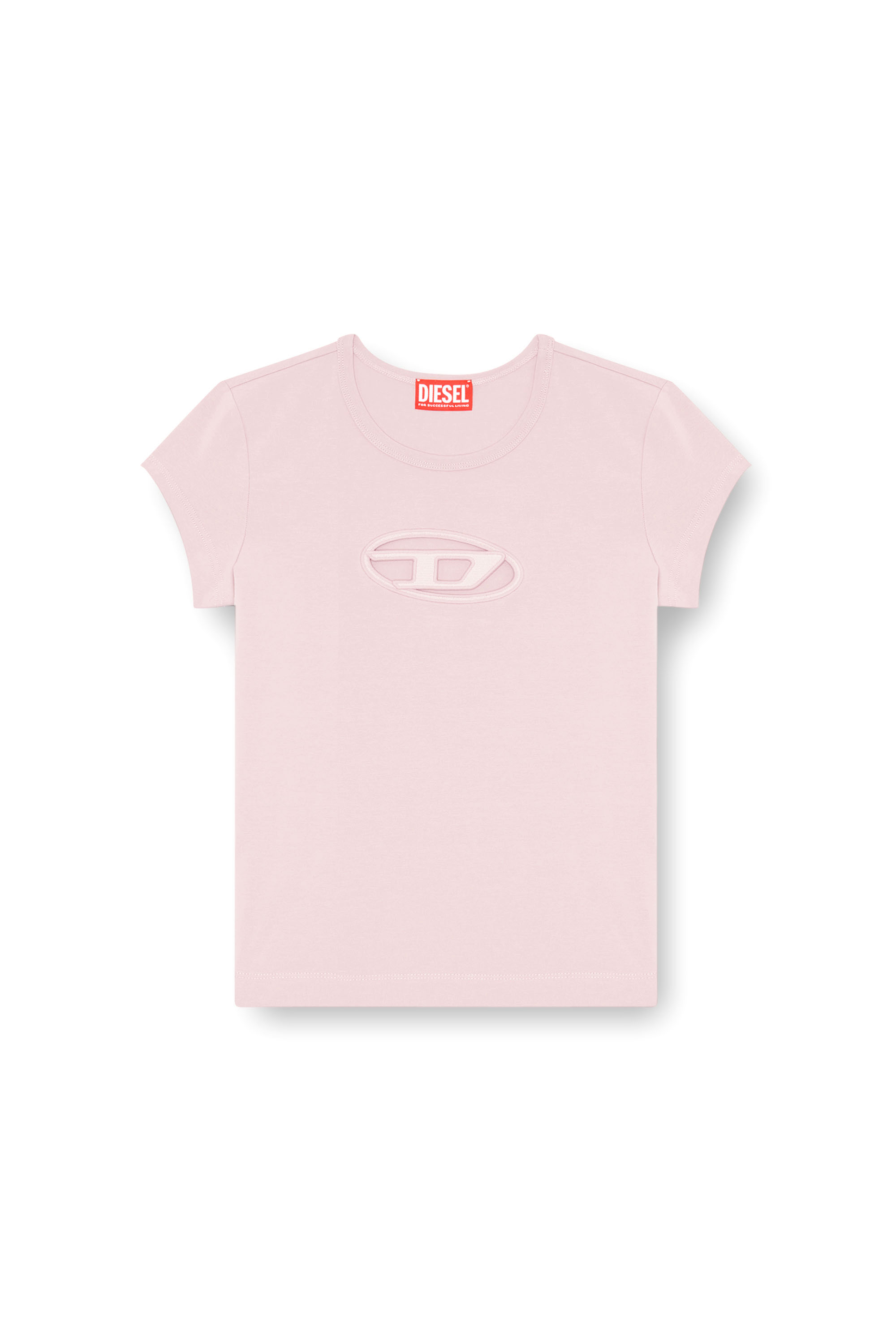 Diesel - T-ANGIE, Damen T-Shirt mit Cutout-Logo in Rosa - Image 3
