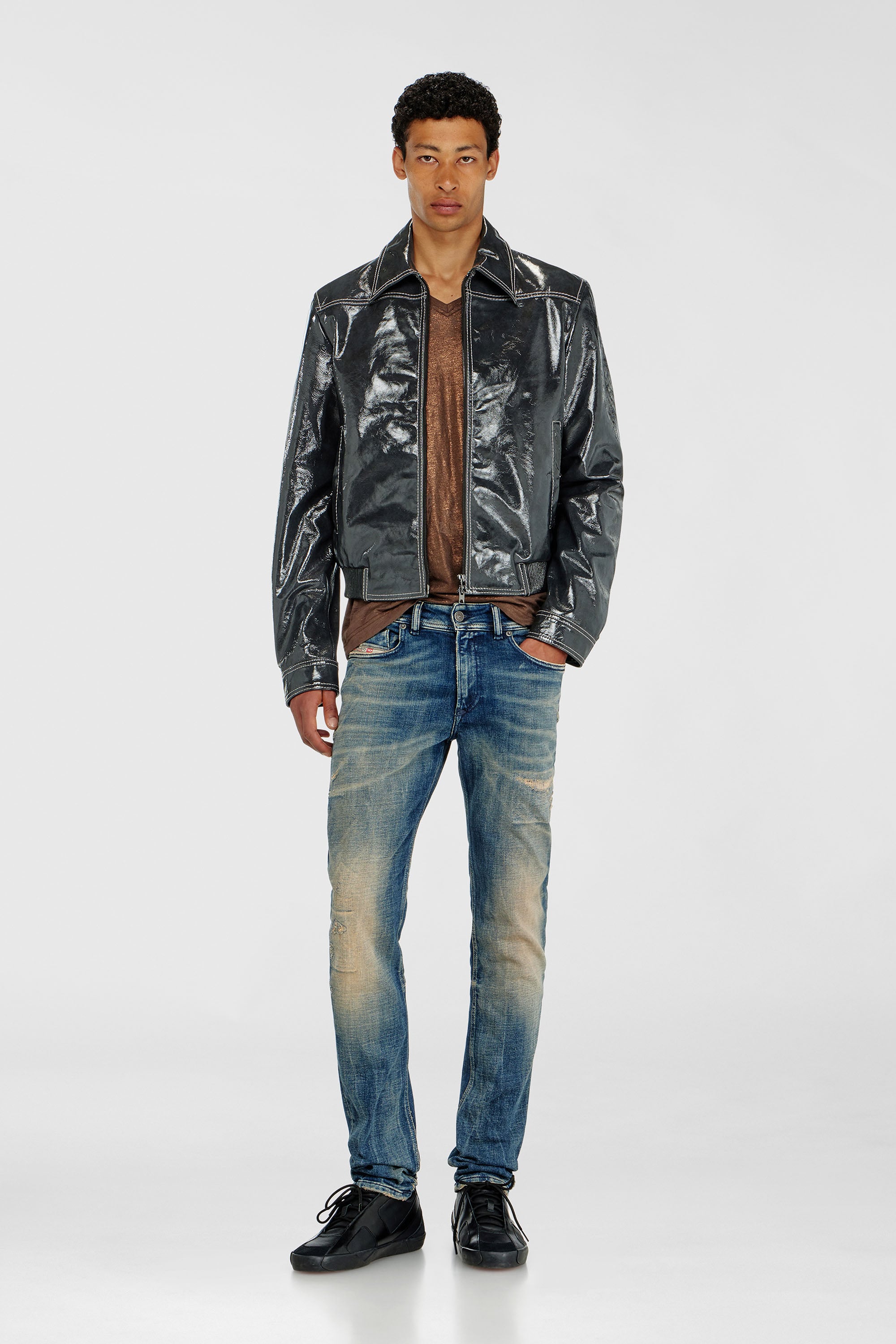 Diesel - L-ADDI, Herren Patent-leather jacket in Dunkelgrau - 2