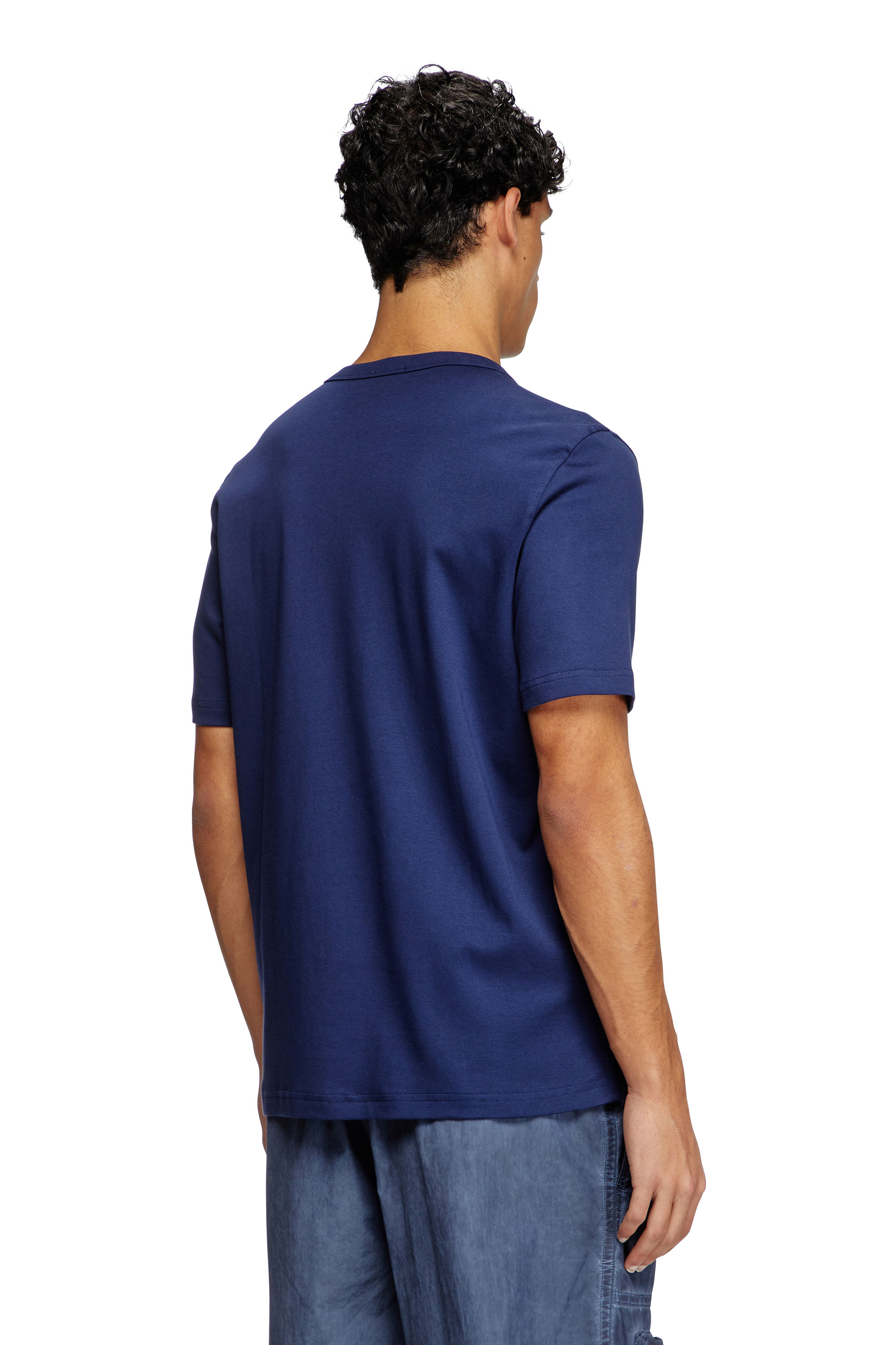 Diesel - T-ADJUST-SLITS-R17, Herren T-Shirt mit farblich abgestimmter Logo-Stickerei in Mitternachtsblau - 4