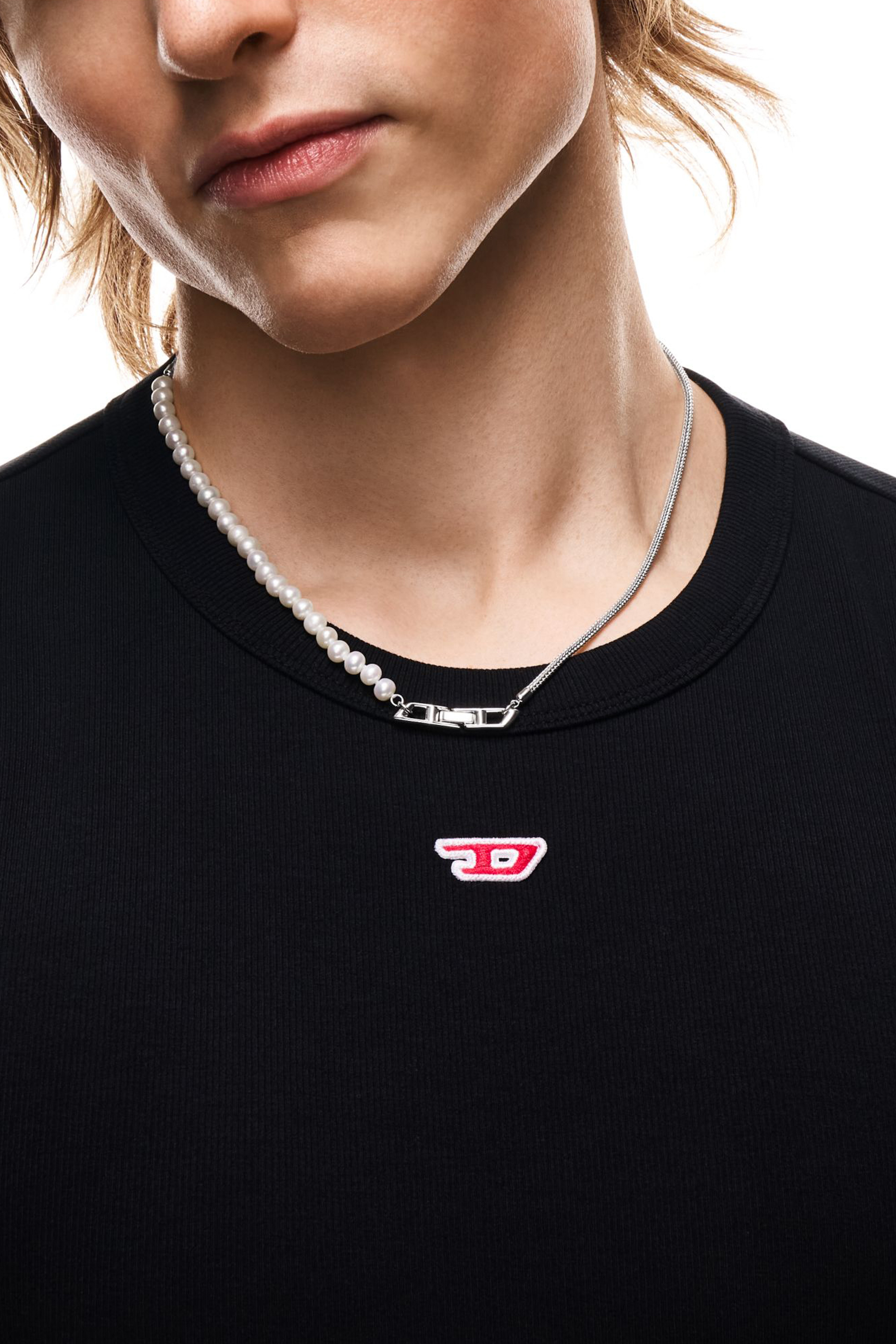 Diesel - DL1369040 STERLING SILVER JEWEL, Unisex Halskette aus Sterlingsilber und Perlen in Silber - 3