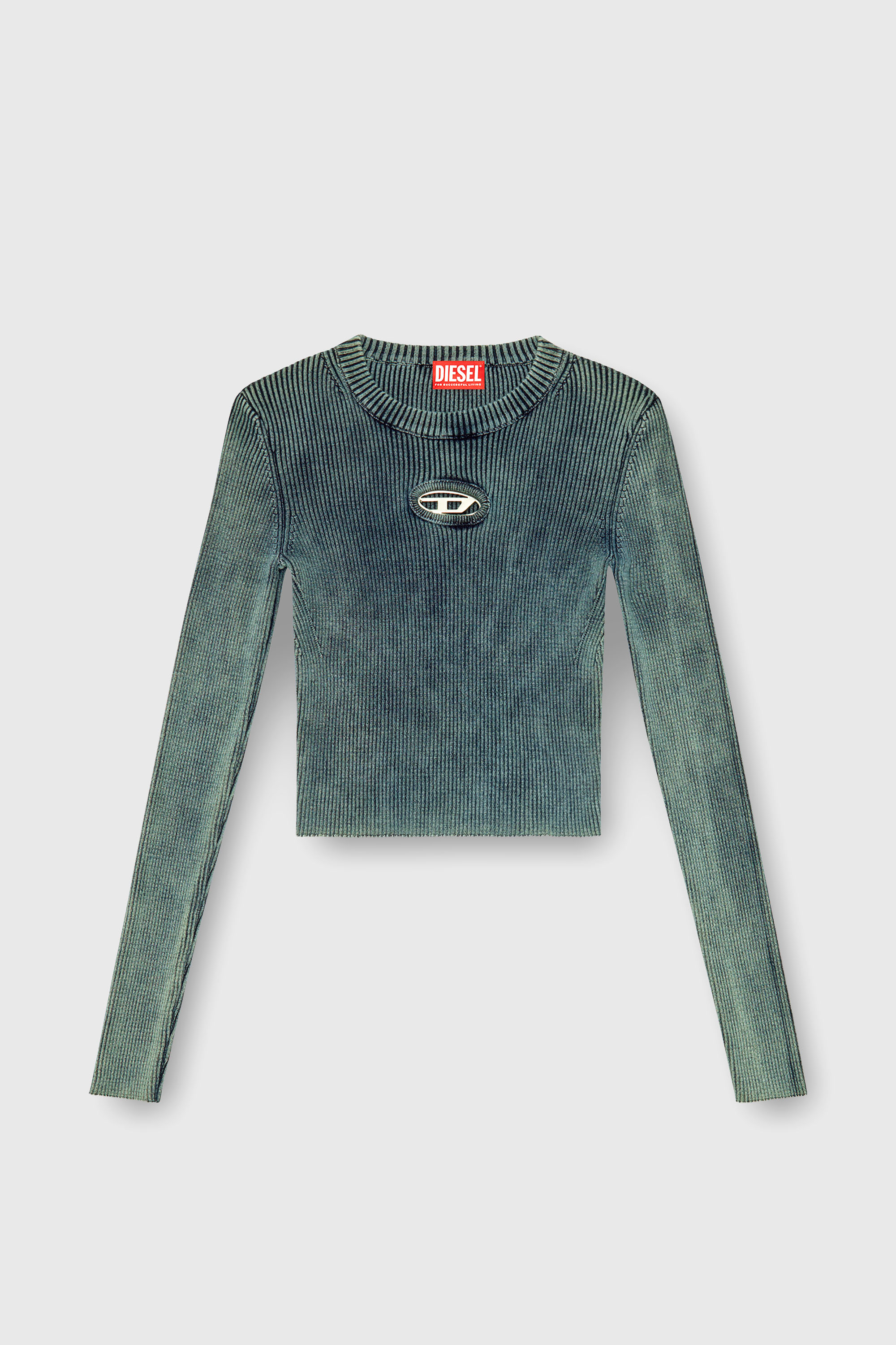 Diesel - M-ANCHOR-A, Damen Top aus Rippstrick mit Oval D in Dunkelblau - 2