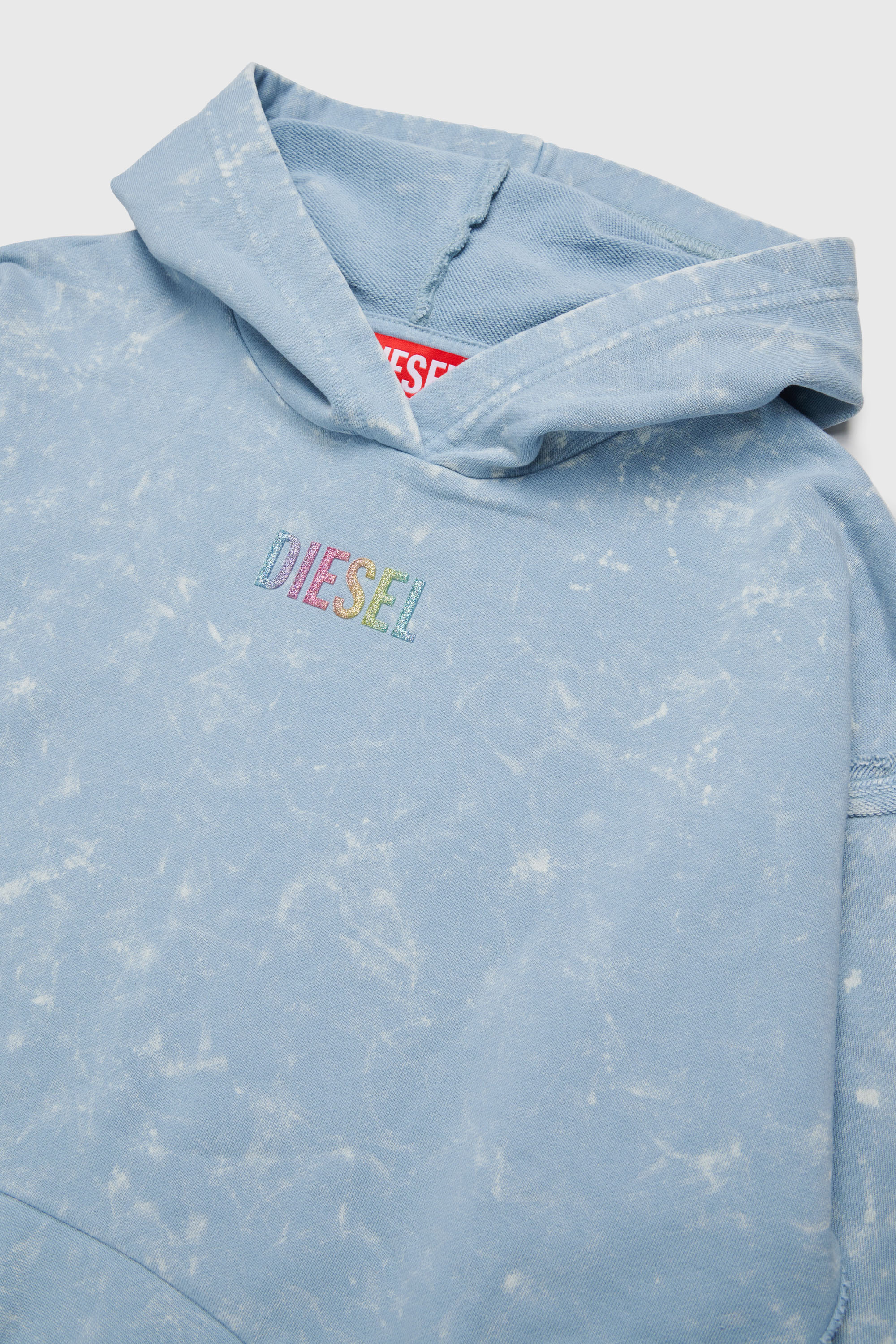 Diesel - SLOXY, Damen Kapuzenpullover mit Tie-dye-Effekt und Rainbow-Logo in Hellblau - 3