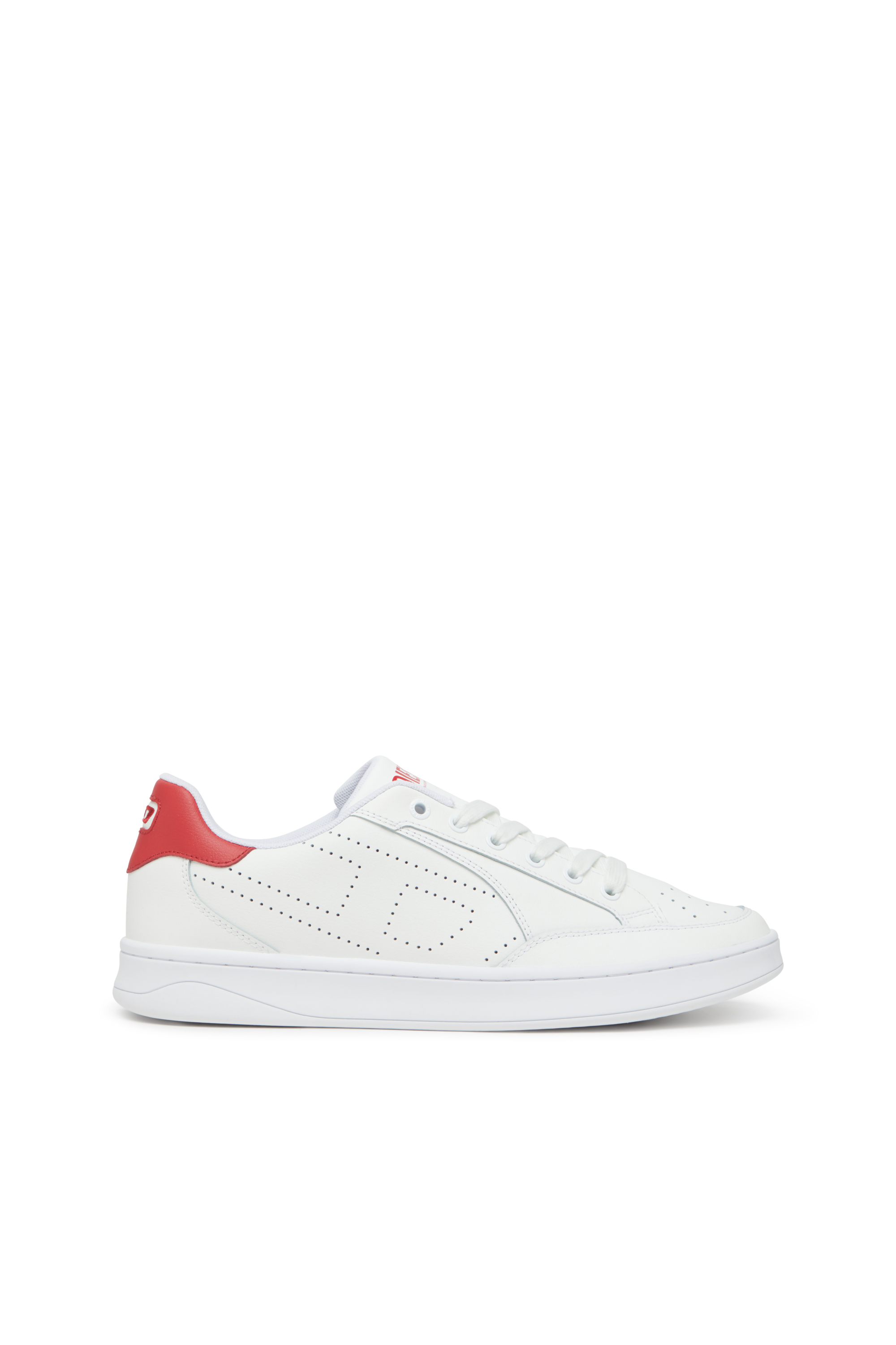 Diesel - S-DAKOTA LOW, Herren S-Dakota-Sneakers aus Leder mit perforiertem Logo in Weiss/Rot - 1