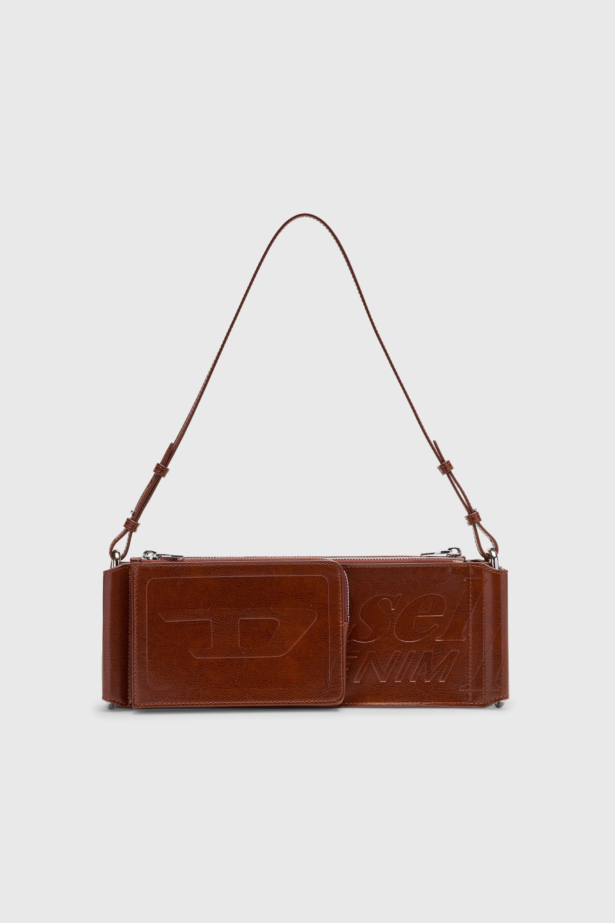 Diesel - FLAG-D SHOULDER BAG X, Unisex Flag-D-Modular Schultertasche mit gepr&auml;gtem Logo in Braun - 2