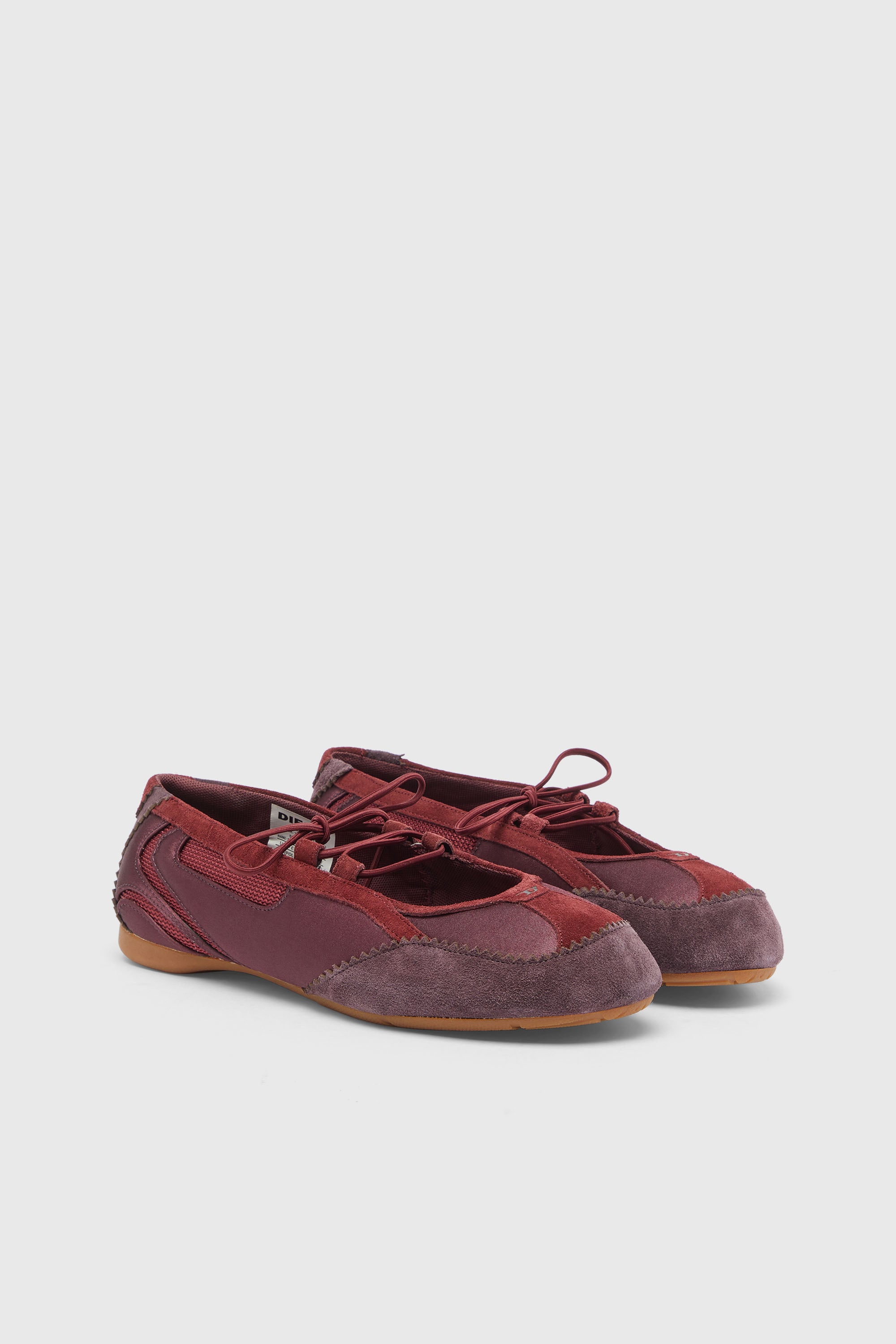 Diesel - D-MILE BALLERINA LACE UP II W, Damen D-Mile &ndash; Ballerinaschn&uuml;rschuhe aus Leder und Mesh in Burgunderrot - 2